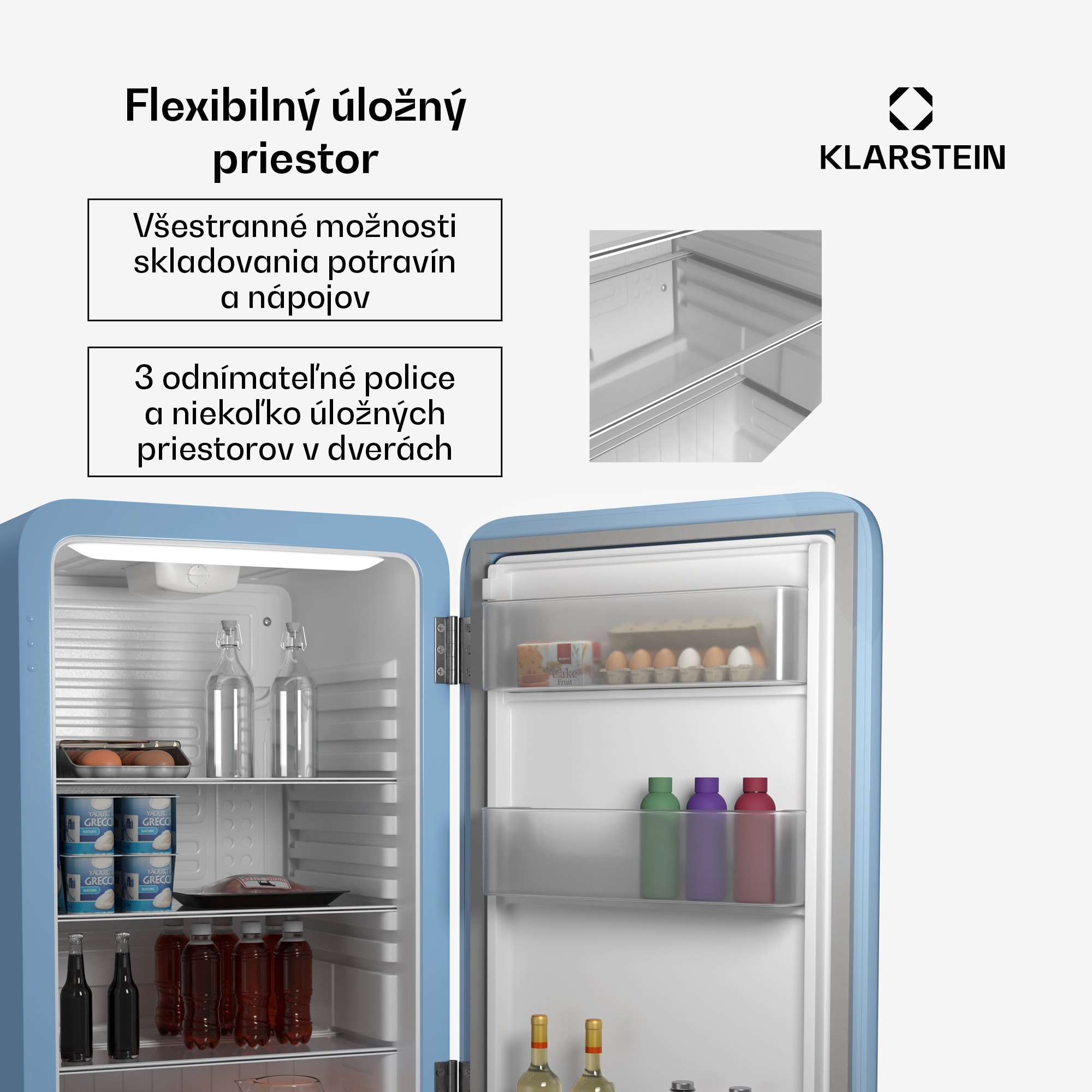 Klarstein Audrey Evo chladnička, 112 l, retro dizajn, tichá, kompaktná, 3 farby – Obrázok 5