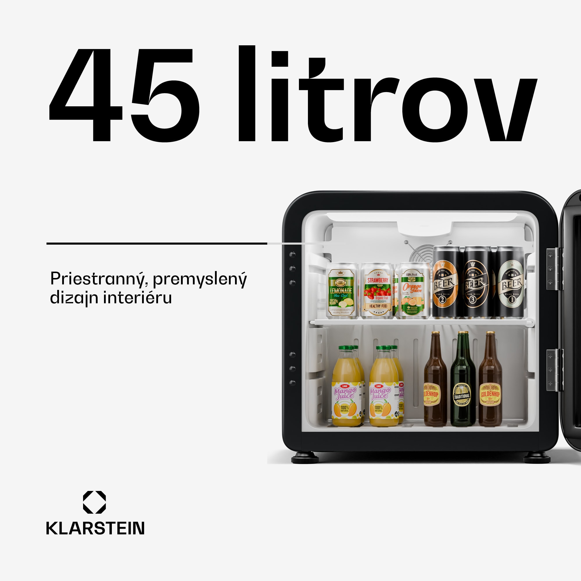 Klarstein Audrey Evo chladnička na nápoje, retro dizajn, sklenené dvere, 45 L, EEK C – Obrázok 2