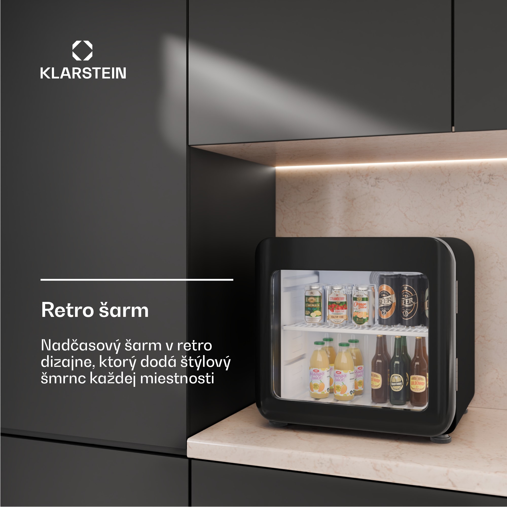Klarstein Audrey Evo chladnička na nápoje, retro dizajn, sklenené dvere, 45 L, EEK C – Obrázok 3