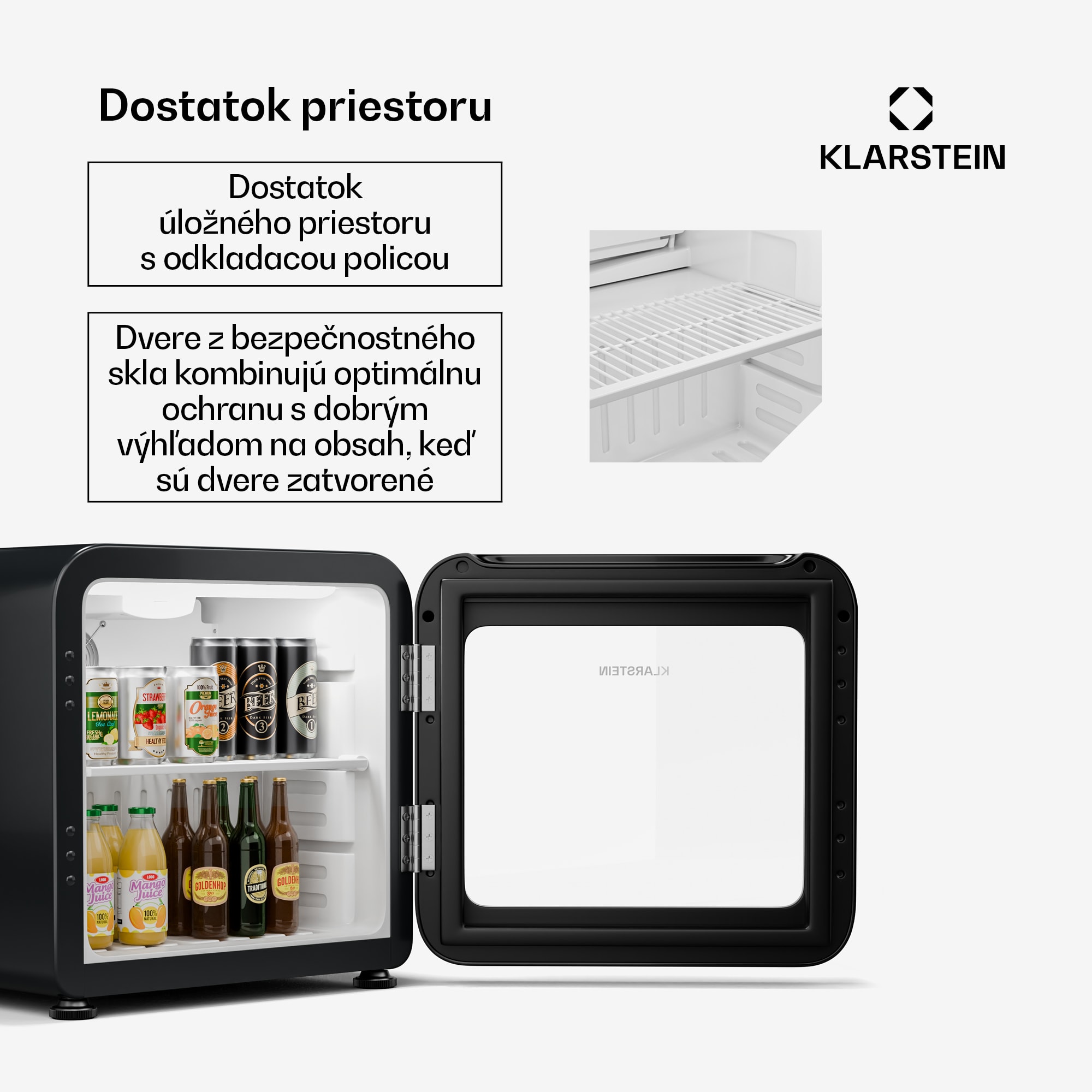 Klarstein Audrey Evo chladnička na nápoje, retro dizajn, sklenené dvere, 45 L, EEK C – Obrázok 5