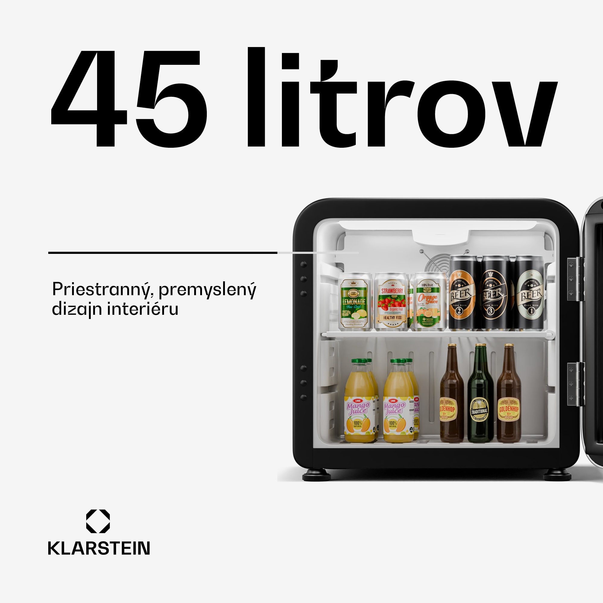 Klarstein Audrey Evo chladnička na nápoje, Retro dizajn, sklenené dvere, 45 L, EEK C – Obrázok 2