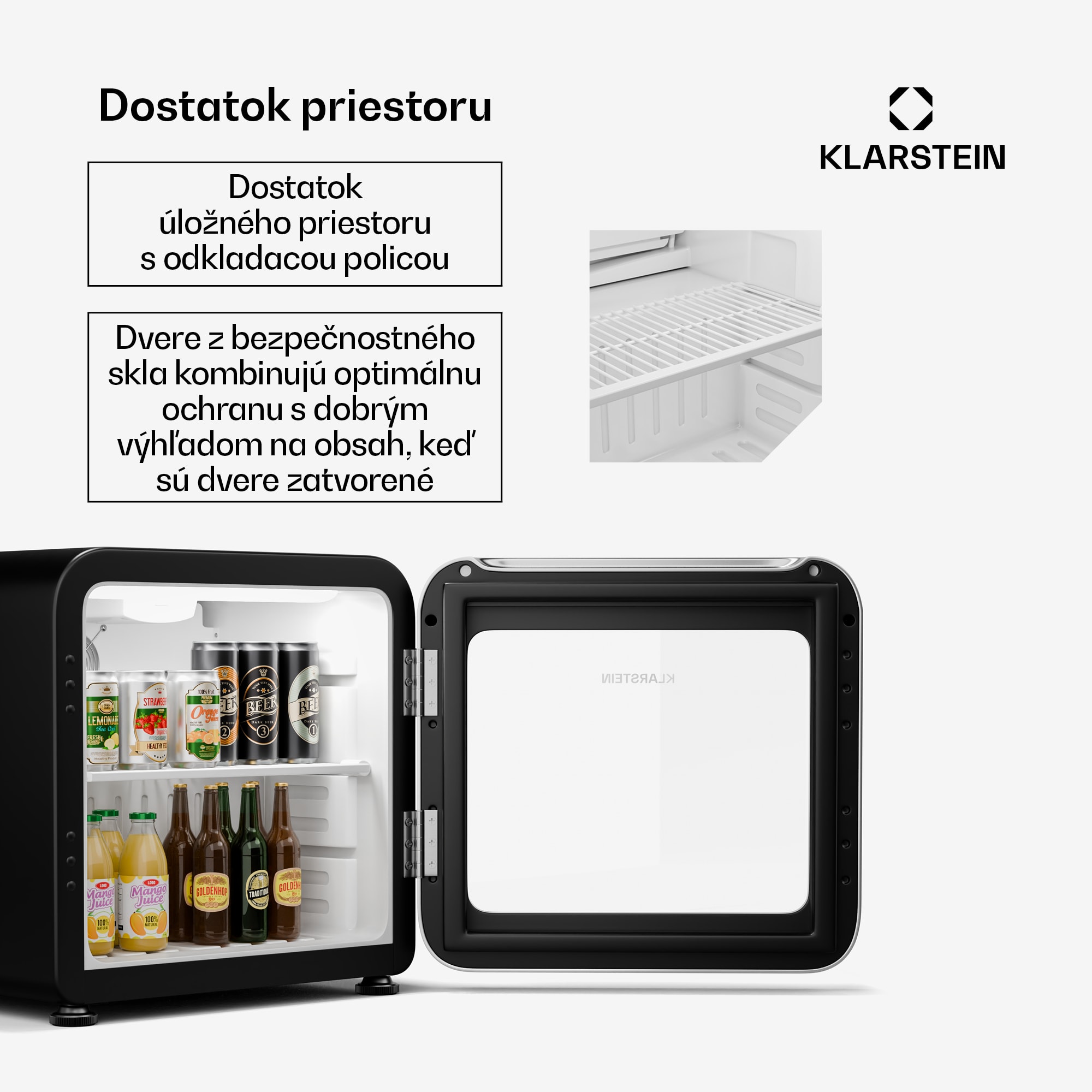 Klarstein Audrey Evo chladnička na nápoje, Retro dizajn, sklenené dvere, 45 L, EEK C – Obrázok 5
