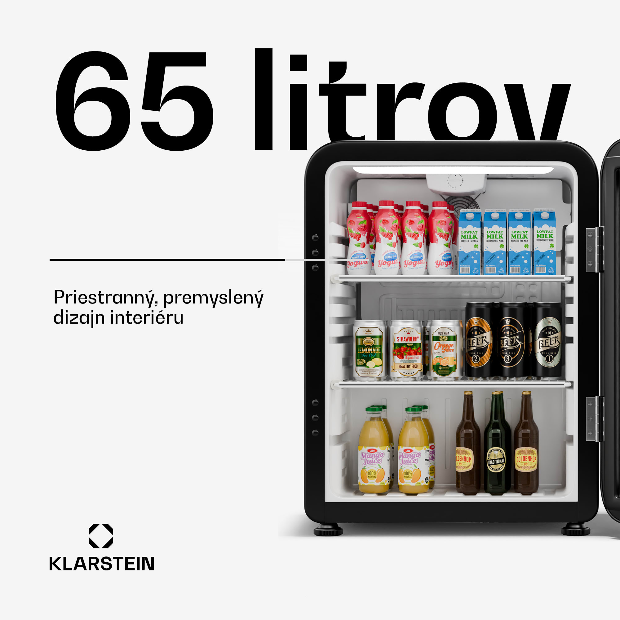 Klarstein Audrey Evo chladnička na nápoje, Retro dizajn, sklenené dvere, 65 L, EEK C – Obrázok 2