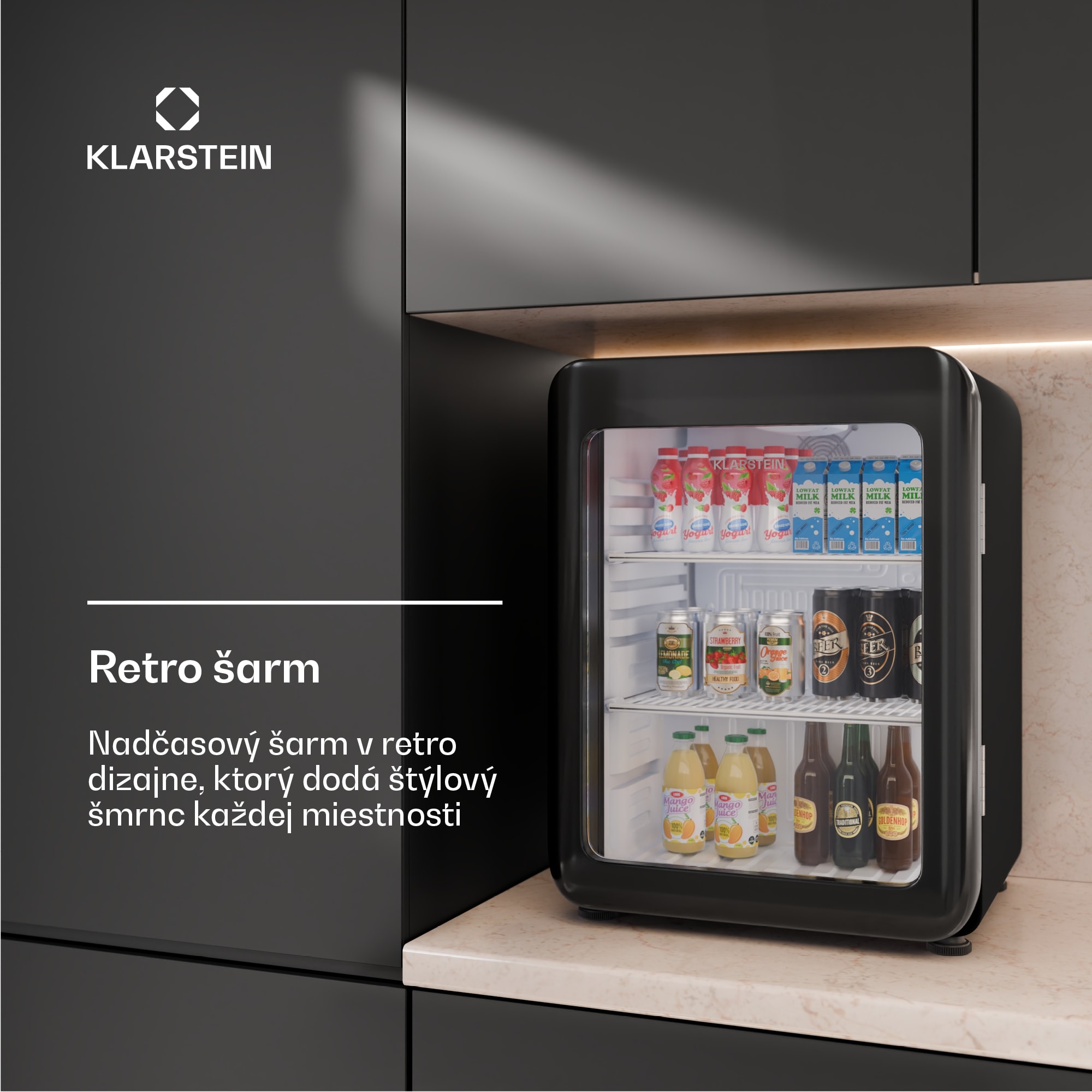 Klarstein Audrey Evo chladnička na nápoje, Retro dizajn, sklenené dvere, 65 L, EEK C – Obrázok 3