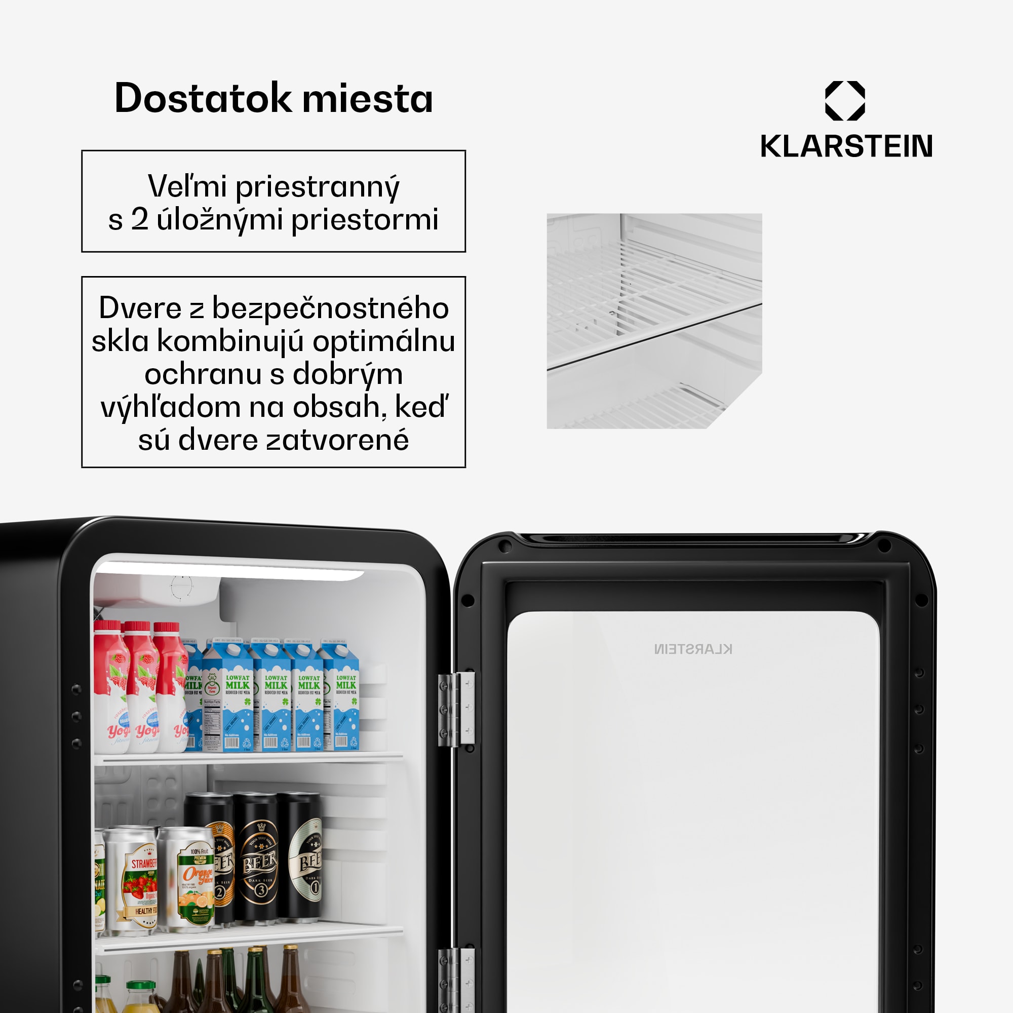 Klarstein Audrey Evo chladnička na nápoje, Retro dizajn, sklenené dvere, 65 L, EEK C – Obrázok 5