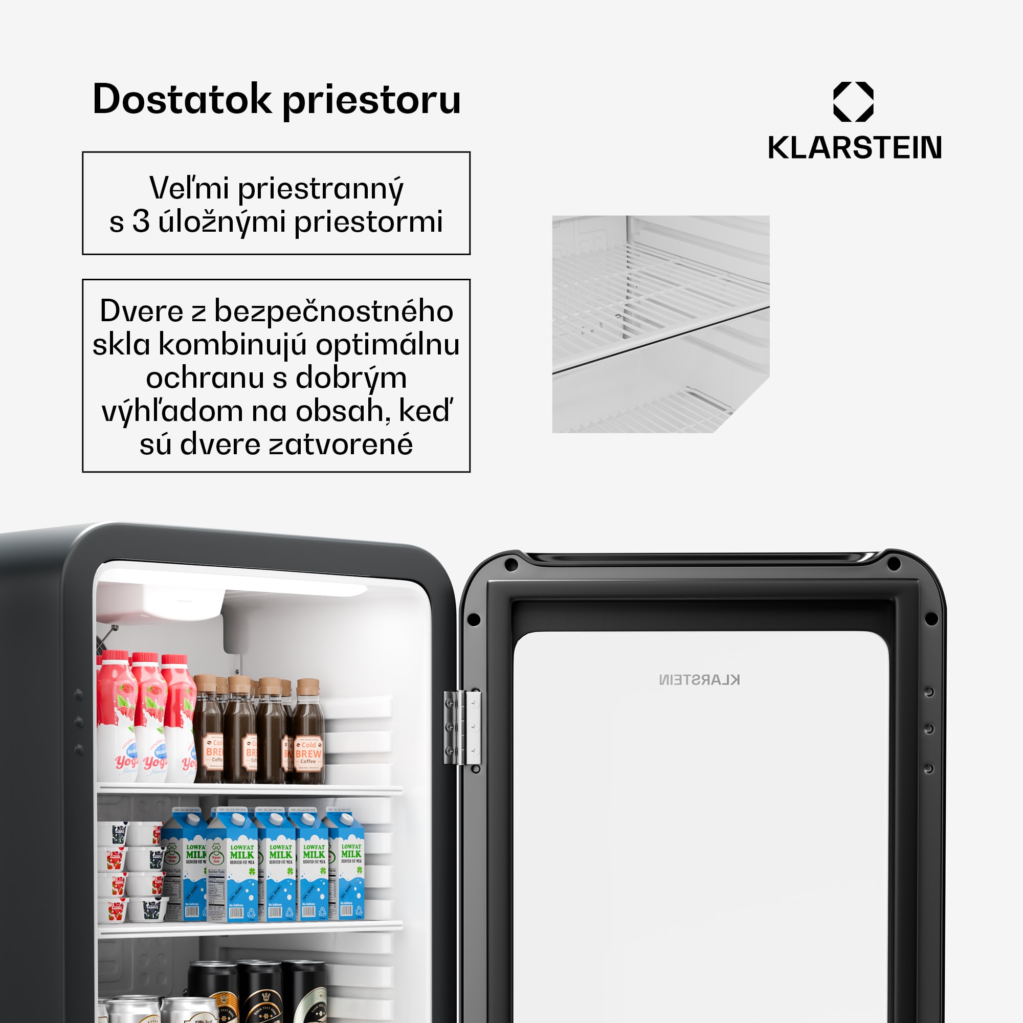 Klarstein Audrey Evo chladnička na nápoje, Retro dizajn, sklenené dvere, 95 L, EEK C – Obrázok 5