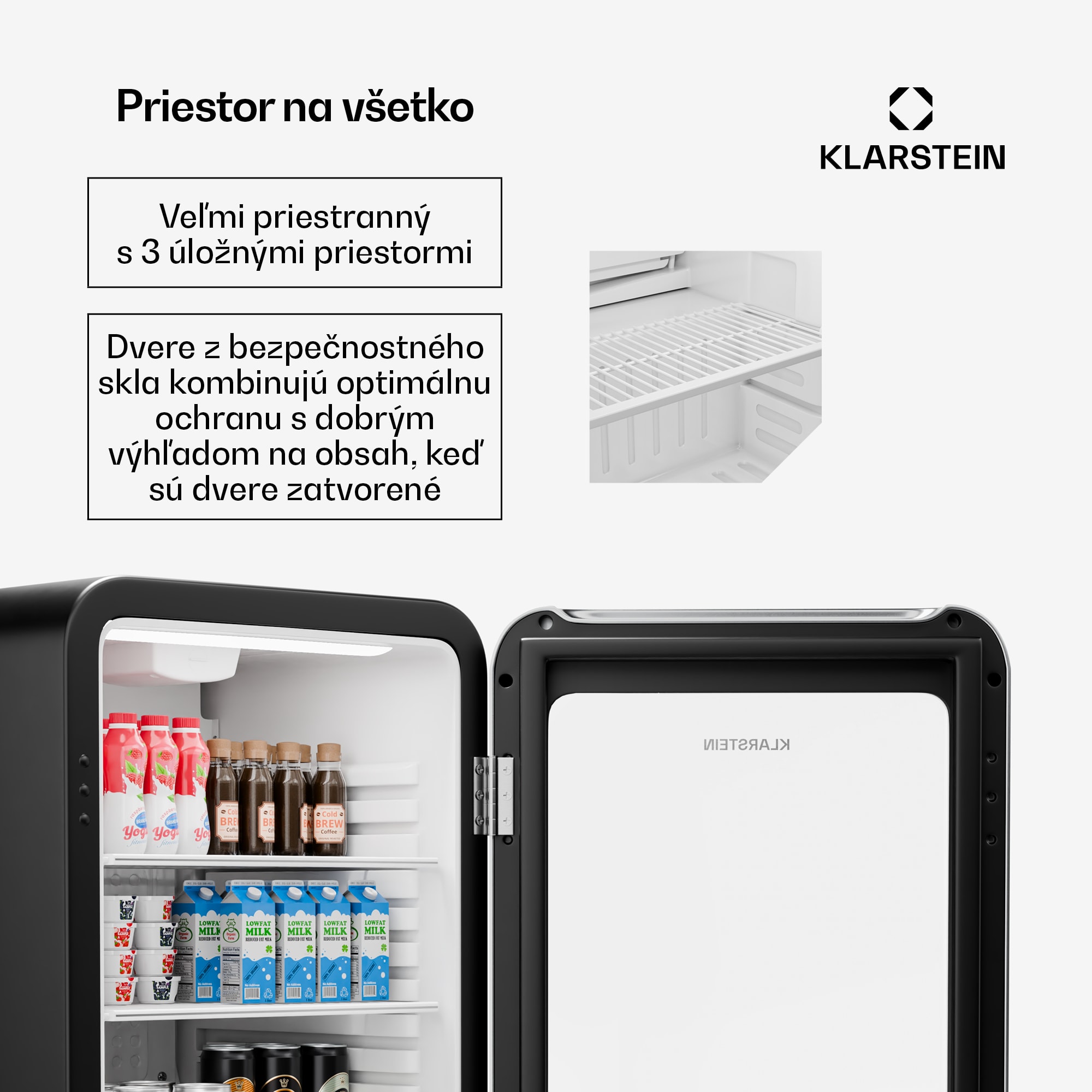 Klarstein Audrey Evo chladnička na nápoje, Retro dizajn, sklenené dvere, 115 L, EEK C – Obrázok 5