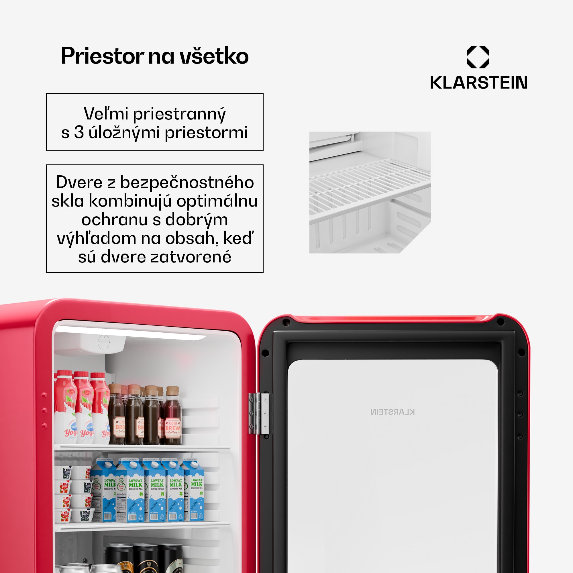 Klarstein Audrey Evo chladnička na nápoje, Retro dizajn, sklenené dvere, 115 L, EEK C – Obrázok 5