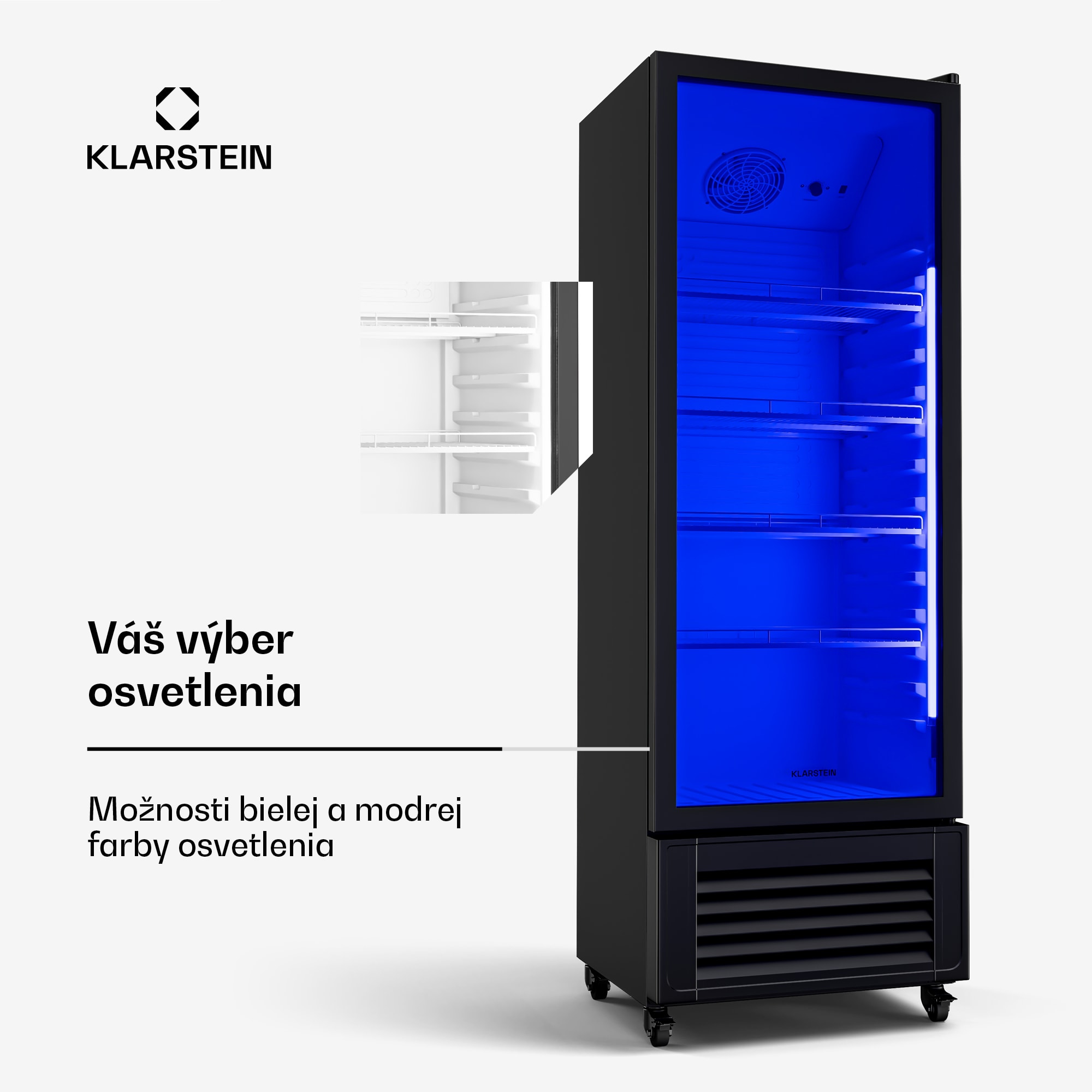 Klarstein GrandCooler chladnička na nápoje, 270 l, LED osvetlenie, s kolieskami, 4 police – Obrázok 4