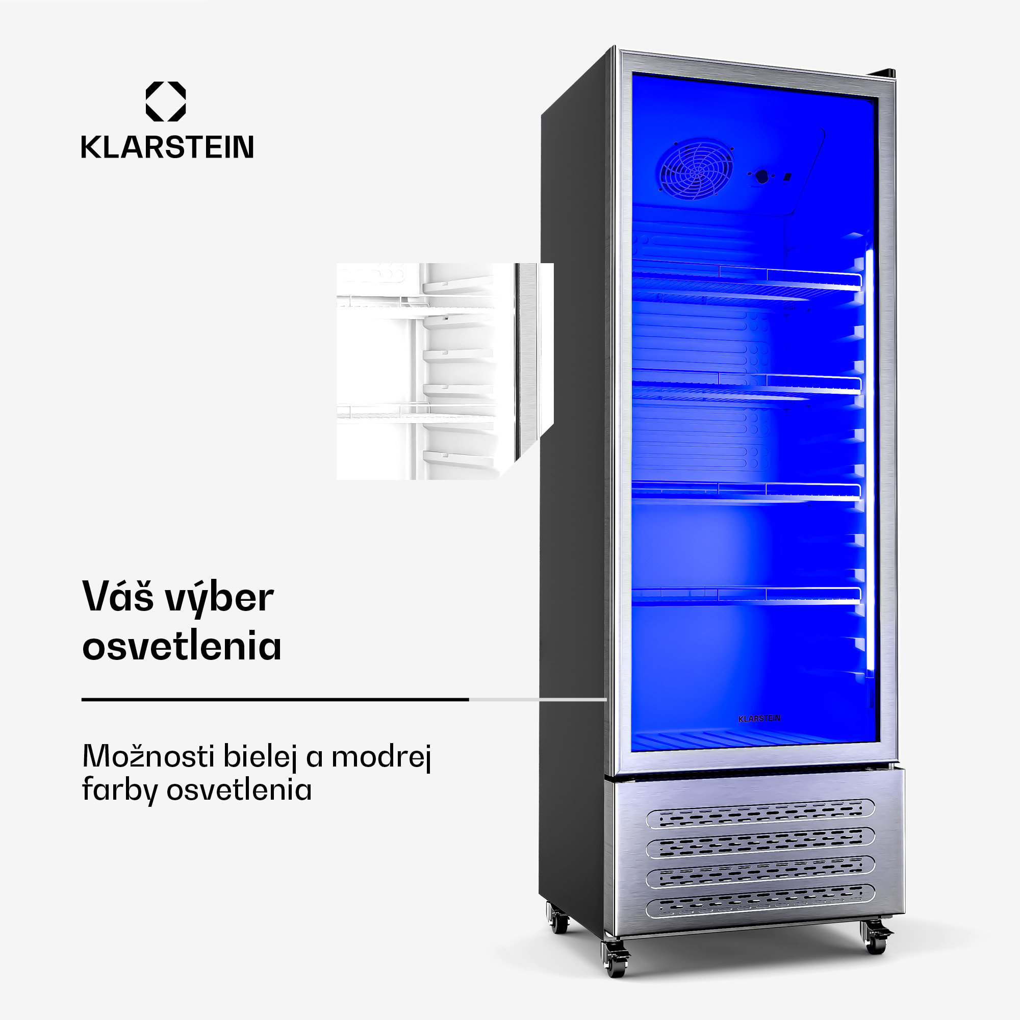 Klarstein GrandCooler chladnička na nápoje, 270 l, LED osvetlenie, s kolieskami, 4 police – Obrázok 4