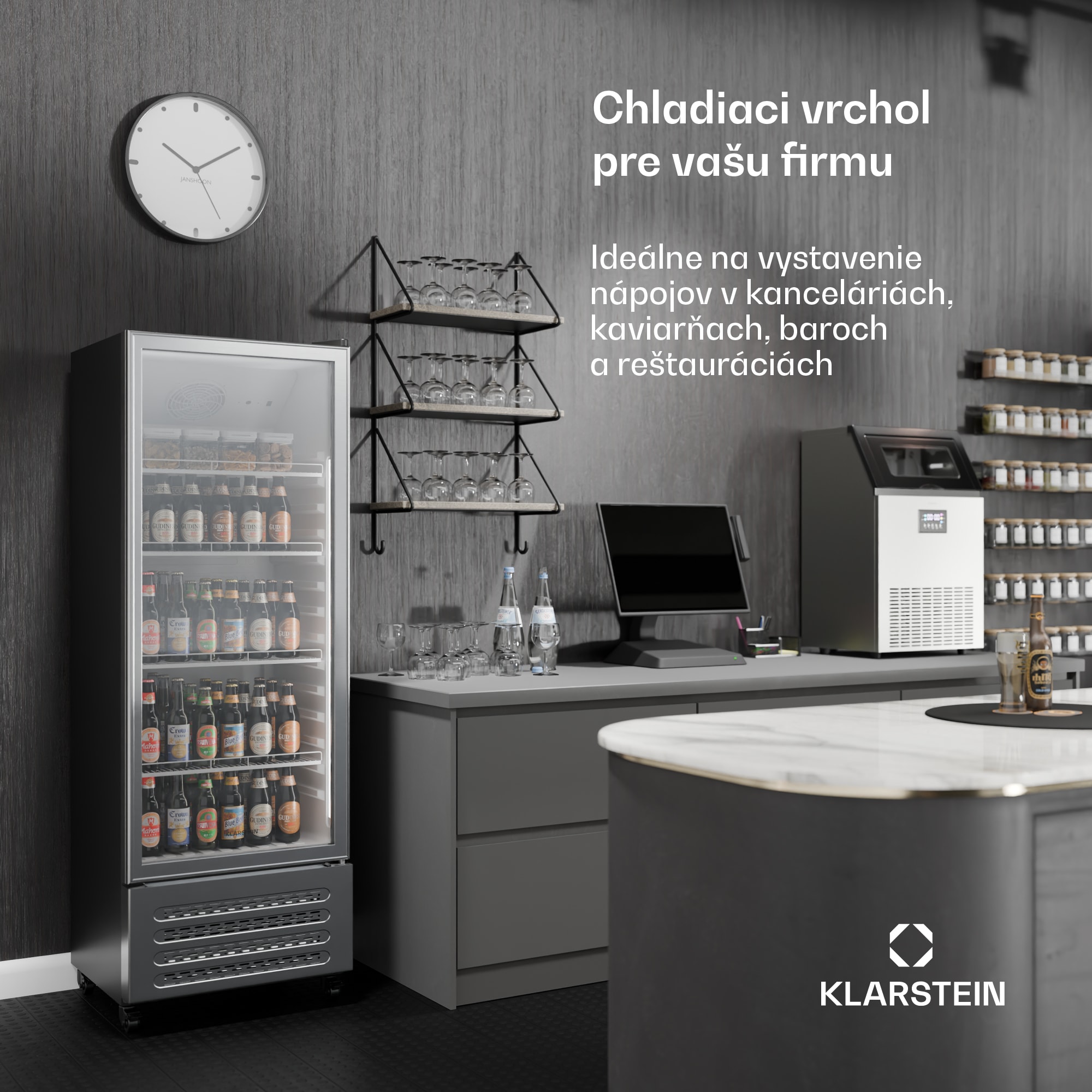 Klarstein GrandCooler chladnička na nápoje, 270 l, LED osvetlenie, s kolieskami, 4 police – Obrázok 5