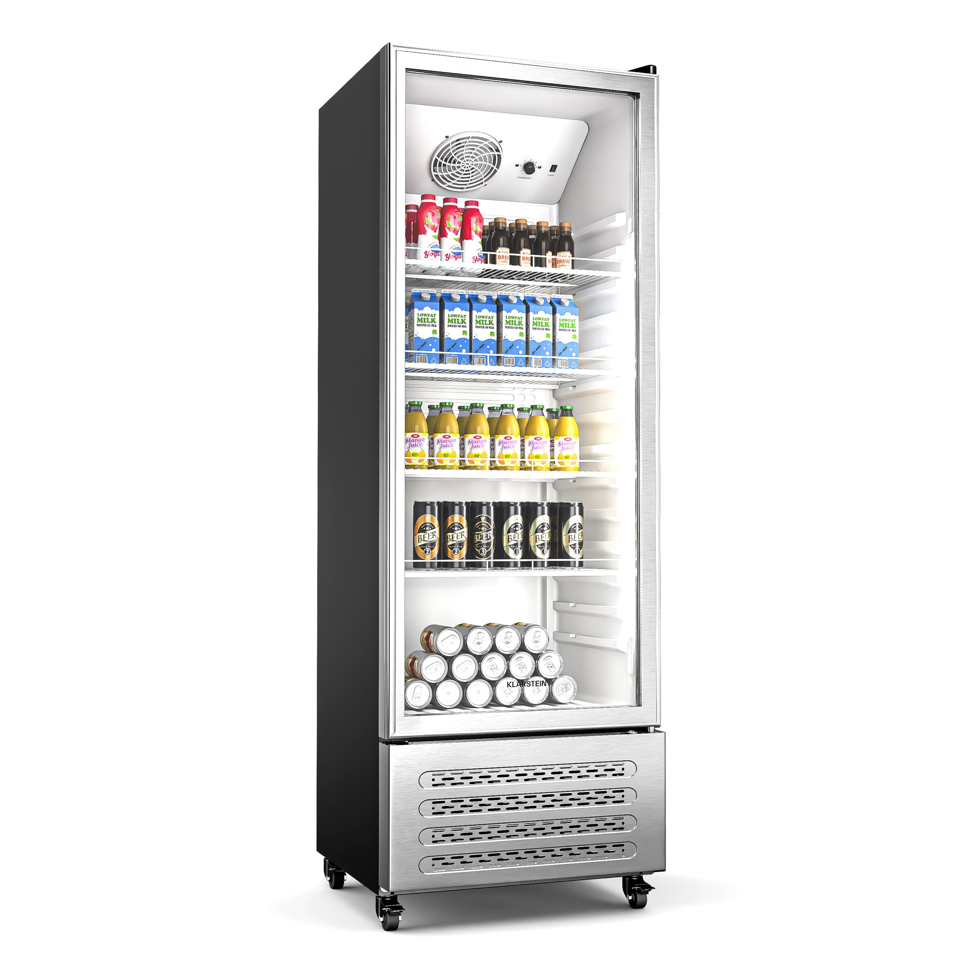 Klarstein GrandCooler chladnička na nápoje, 270 l, LED osvetlenie, s kolieskami, 4 police