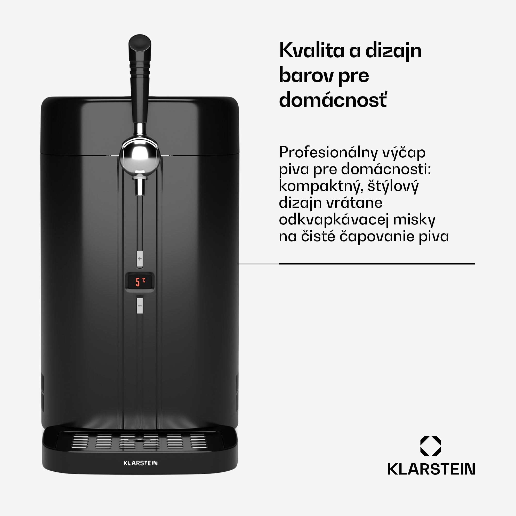 Klarstein FrostBrew pivný výčap, Tlakový systém CO2, Termo chladenie, 3-12 °C, LED displej teploty
