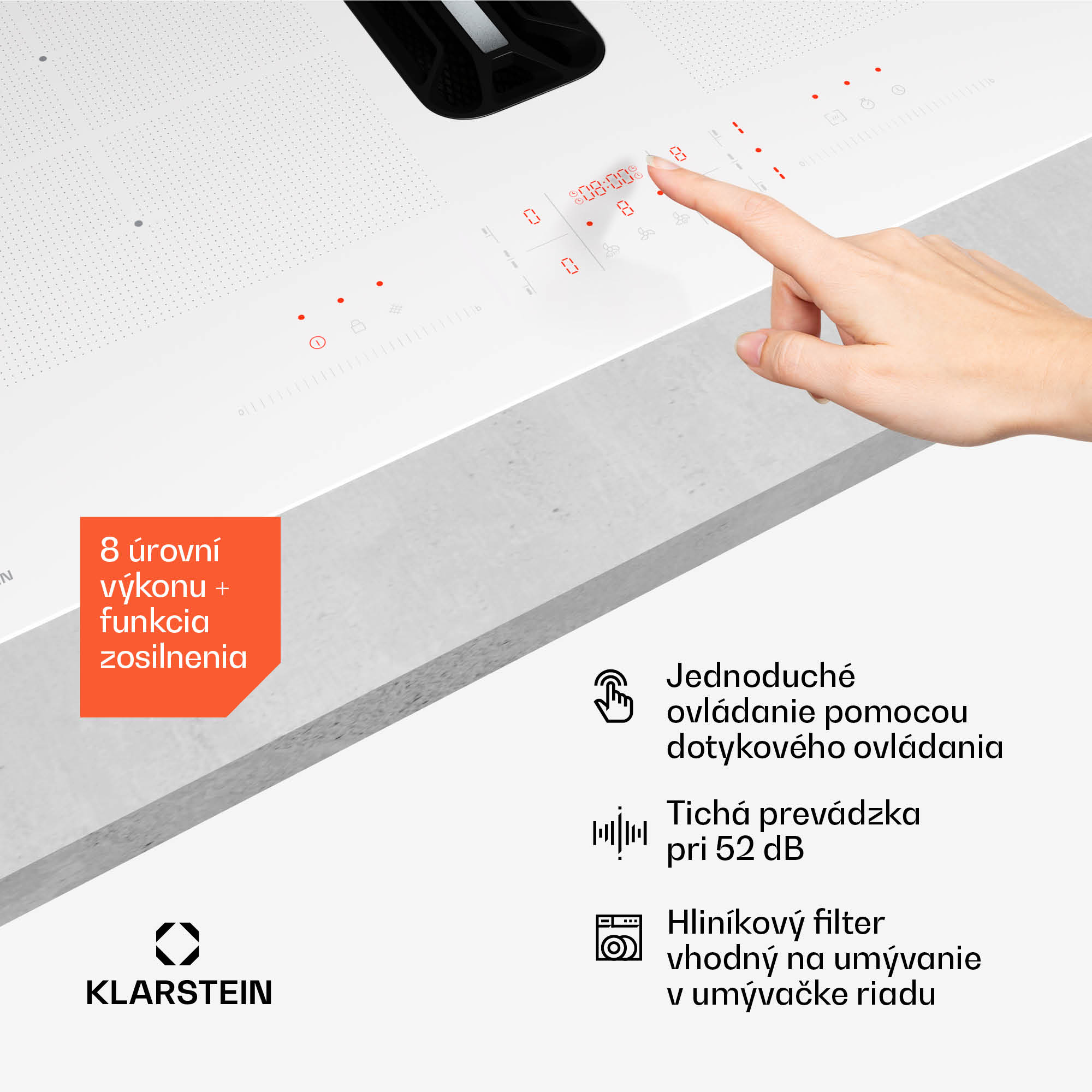 Klarstein AirJet FlexPro Down Air System, Indukčná doska + digestor, Flexi zóna, Booster – Obrázok 5
