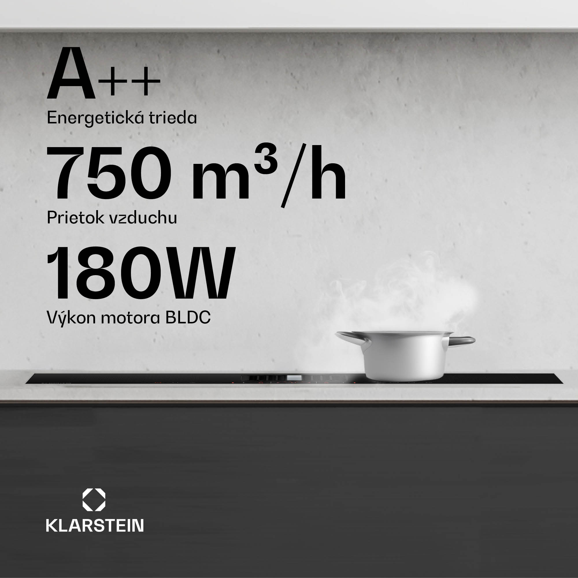 Klarstein AirJet FlexPro Down Air System | Indukčná varná doska + odsávač pár | Flexzóna | Booster – Obrázok 3