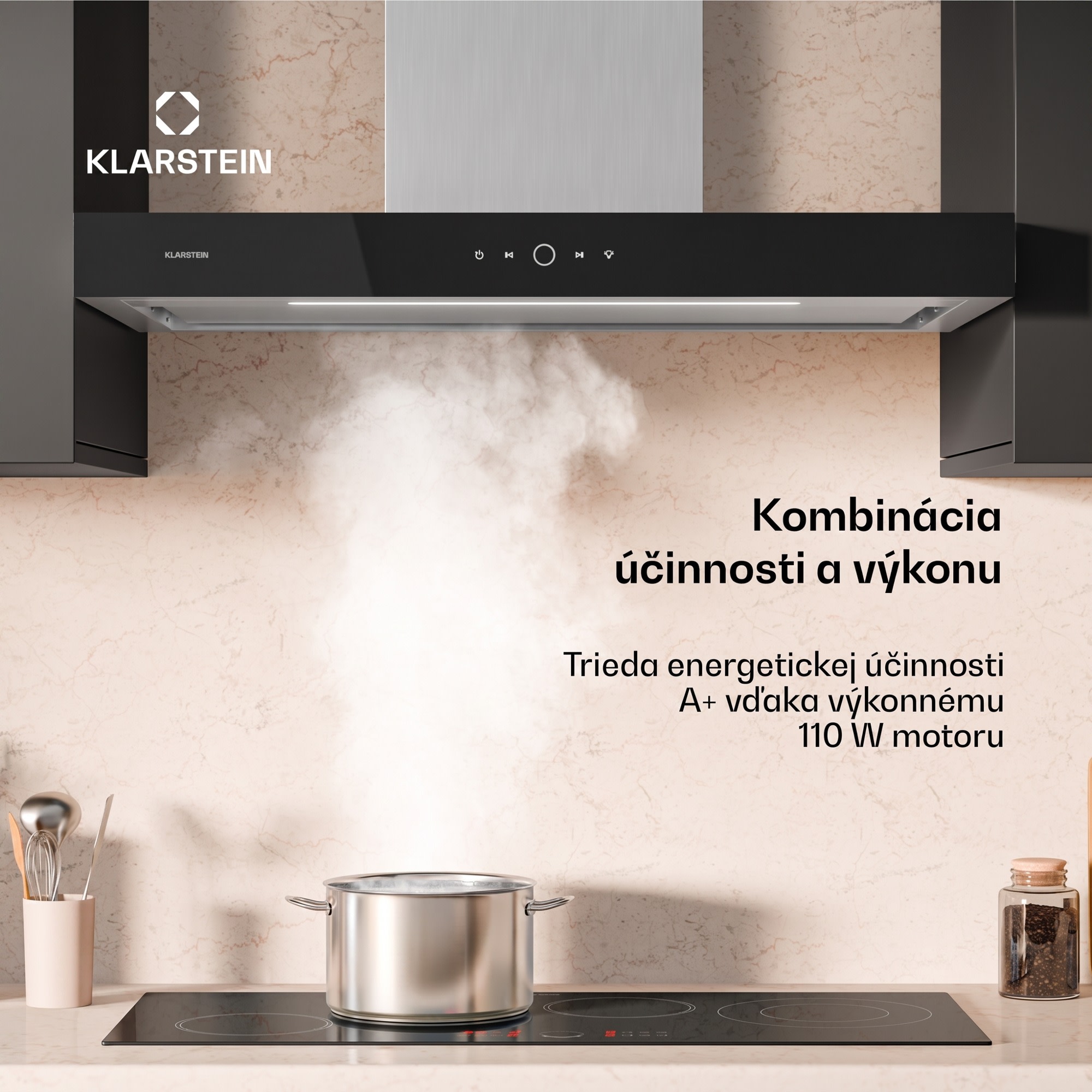 Klarstein SmartEdge odsávač pár | WiFi | tichý | výkonný | LED | 530 m³/h | A+ – Obrázok 3