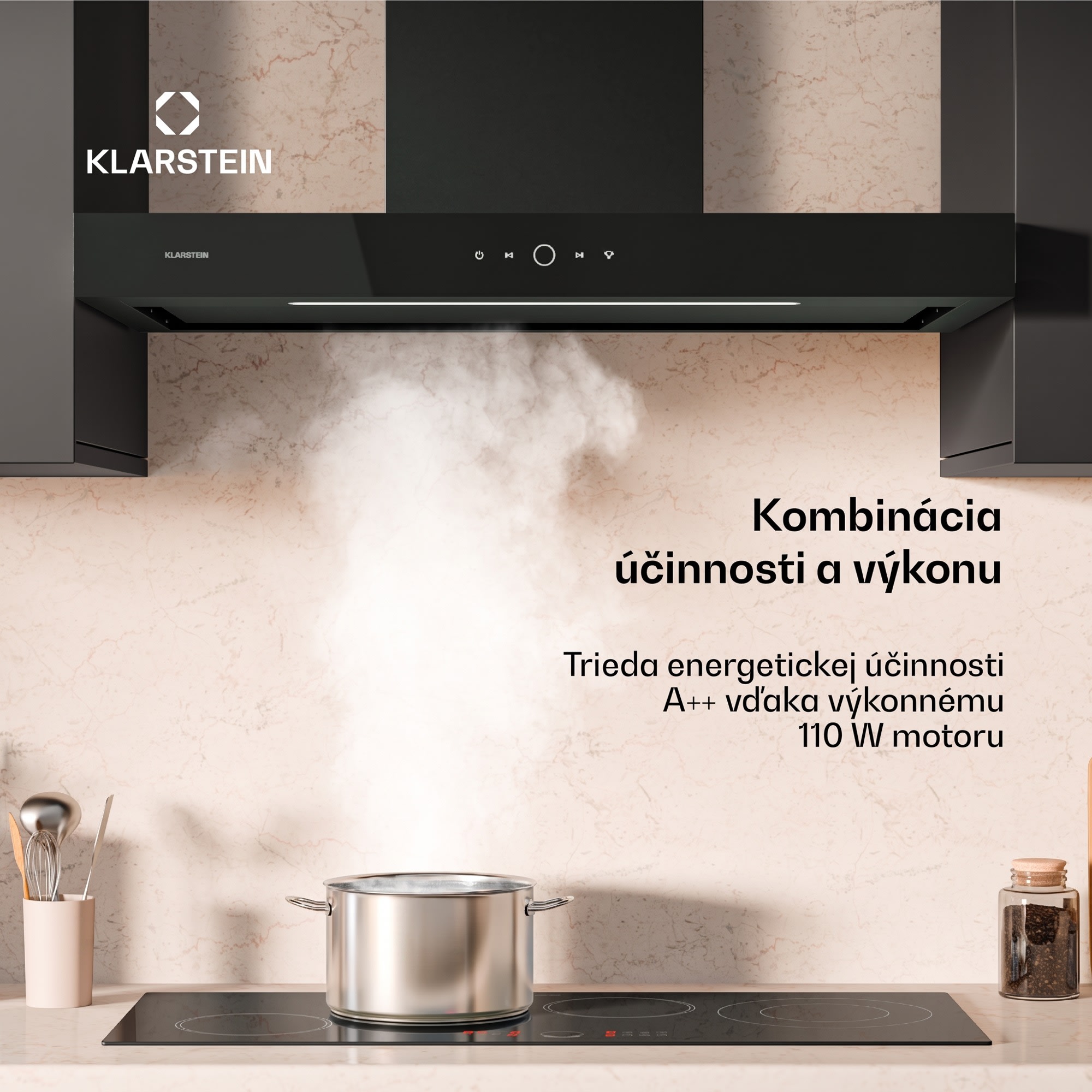 Klarstein SmartEdge digestor, WiFi, tichý, výkonný, LED, 530 m³/h, EEK A+ – Obrázok 3