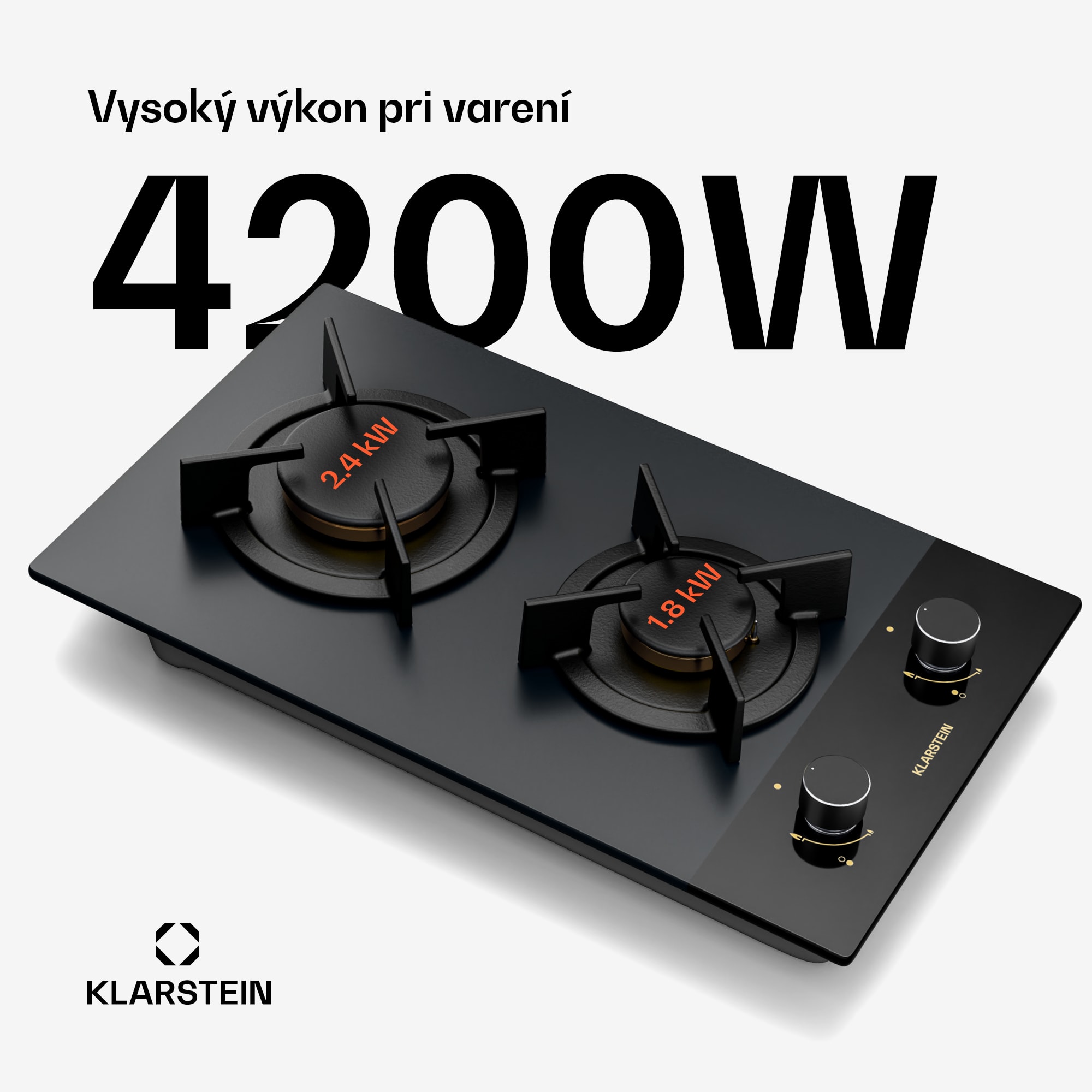 Klarstein Goldflame Nano plynová varná doska | 2 mosadzné horáky | Nano povrch | LPG/Zemný plyn – Obrázok 2