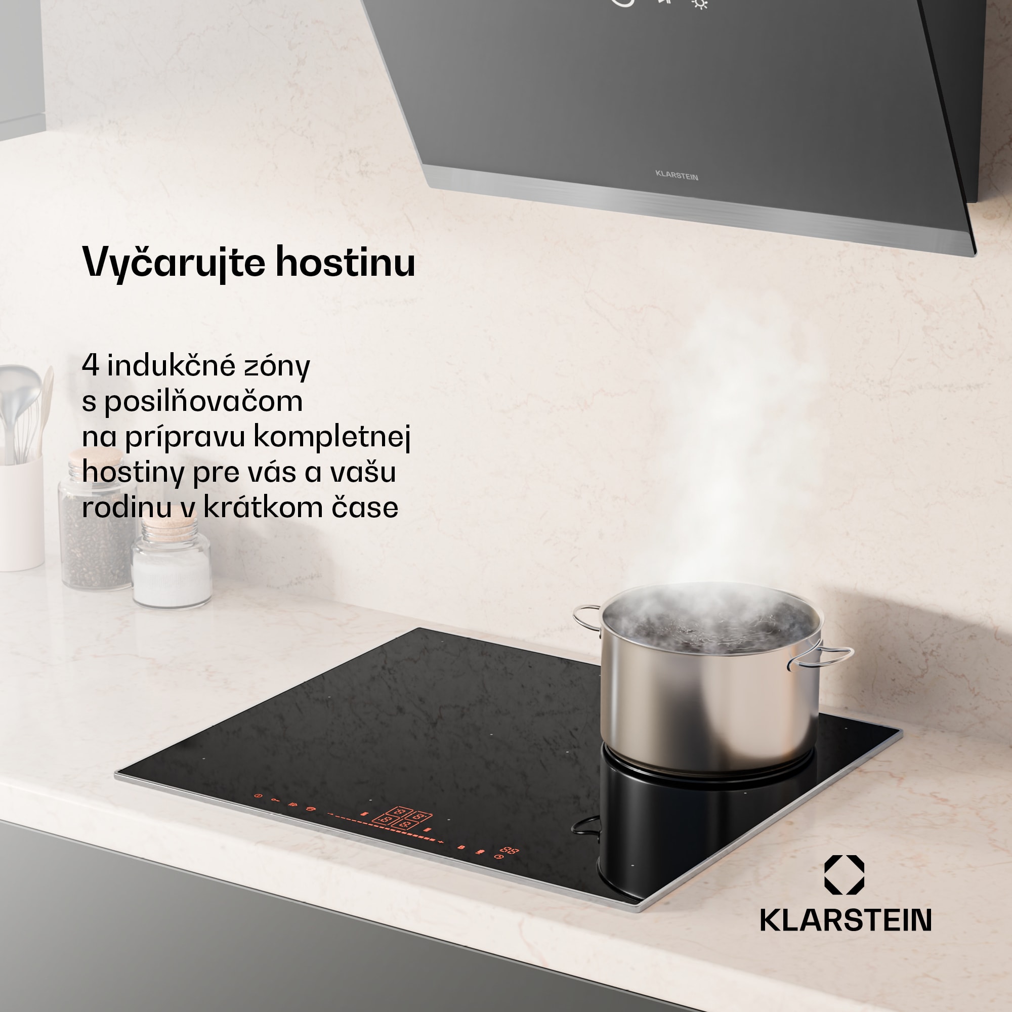 Klarstein NanoGlow indukčná varná doska, 4 varné platne, flexi zóny, booster, nanopovlak