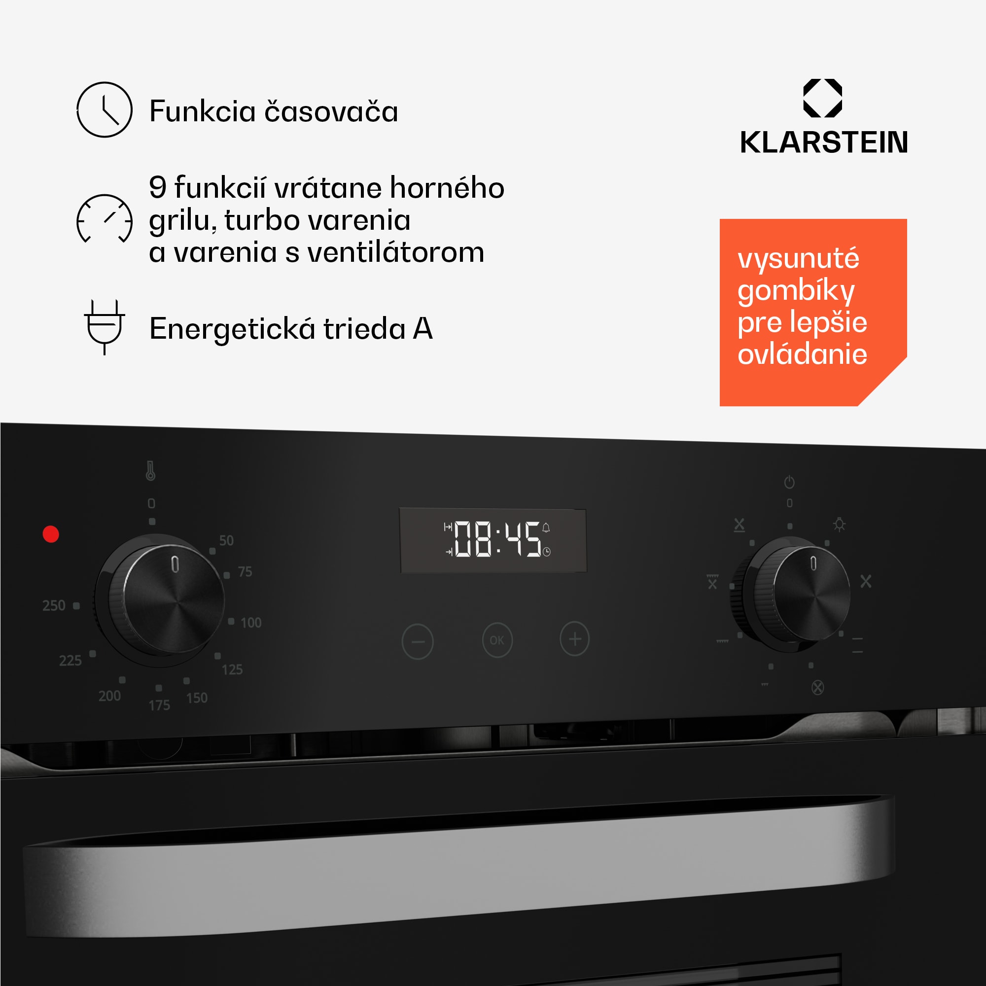 Klarstein SmartSlim rúra, Slim dizajn, 8 funkcií, objem 49 l, jednoduché čistenie, EEK A – Obrázok 4