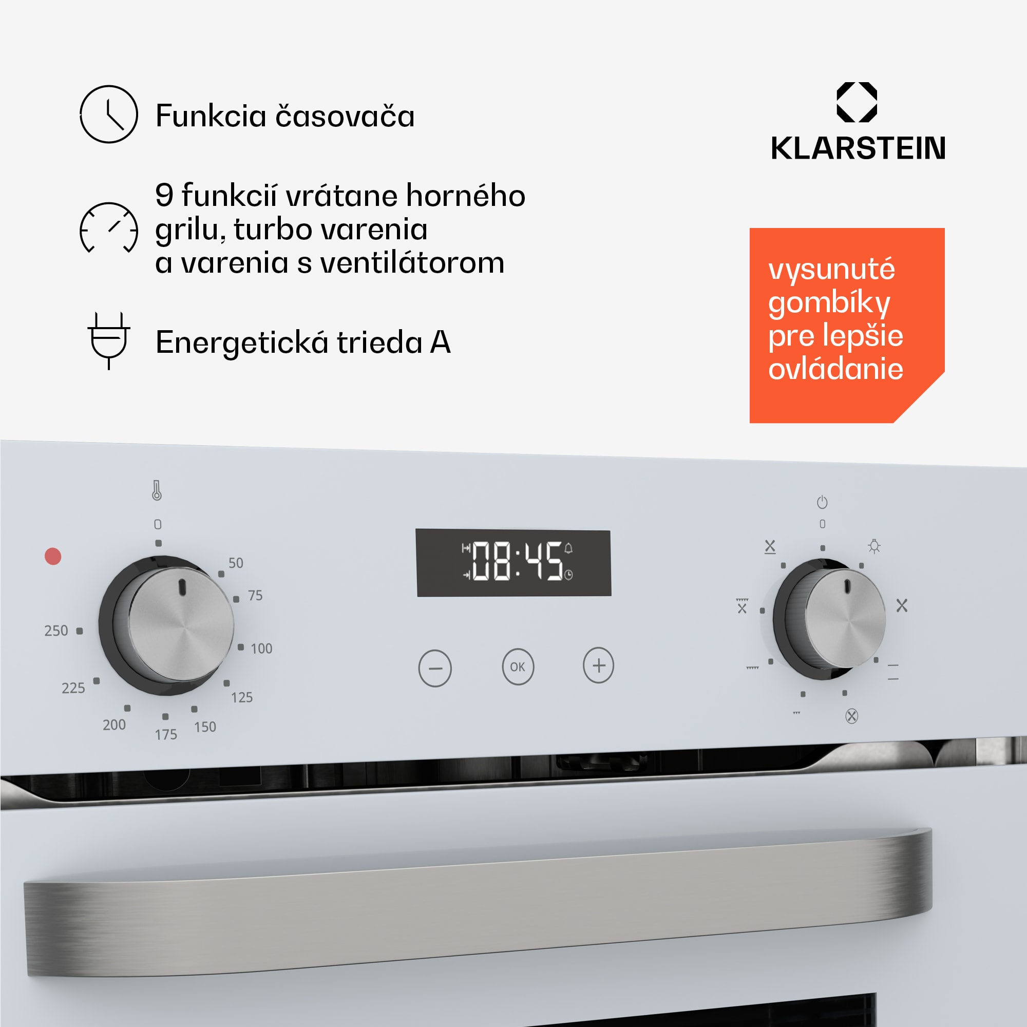 Klarstein SmartSlim rúra, Slim dizajn, 8 funkcií, objem 49 l, jednoduché čistenie, EEK A – Obrázok 4