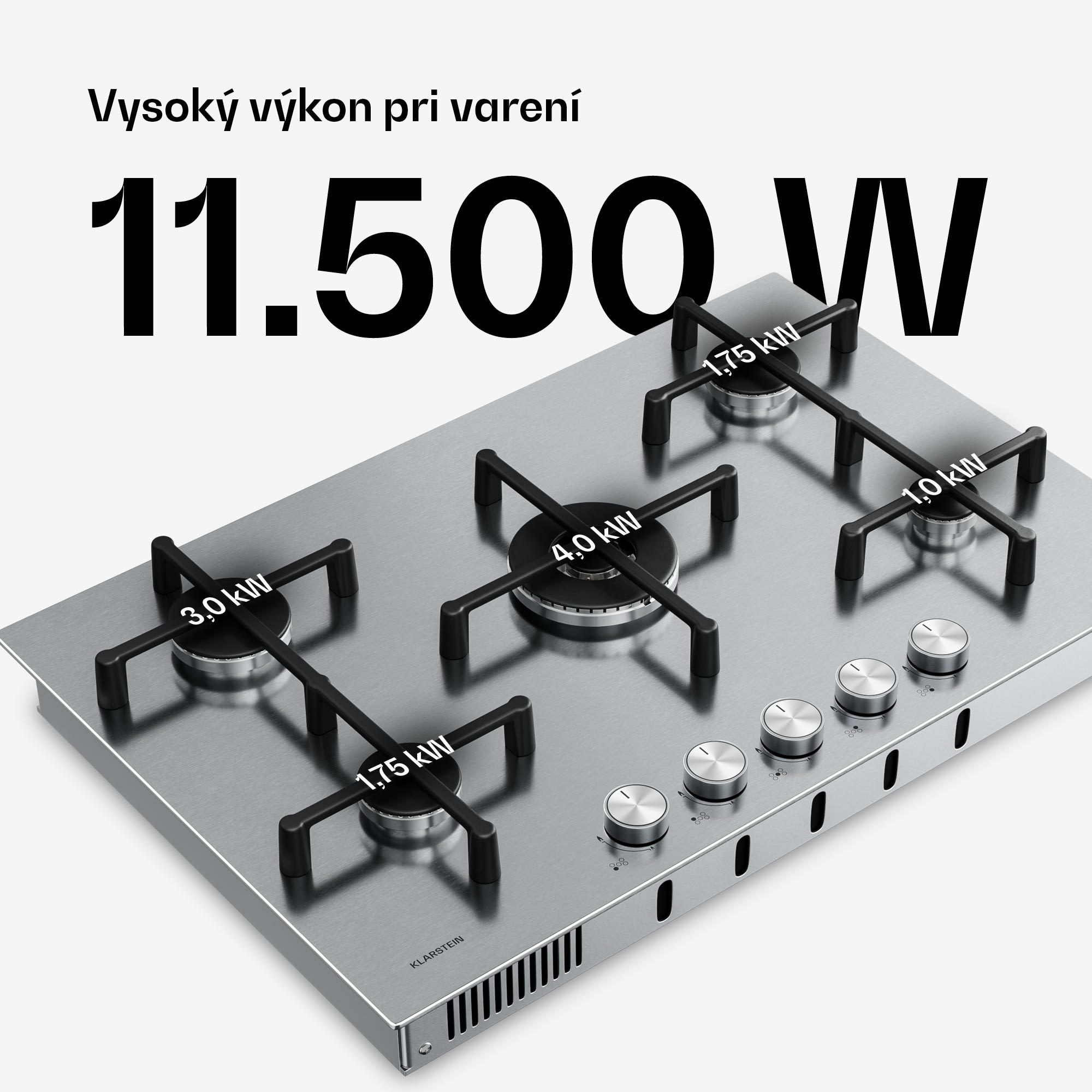 Klarstein Illuminosa 5 plynová varná doska s 5 horákmi Sabaf, nerezová oceľ – Obrázok 3