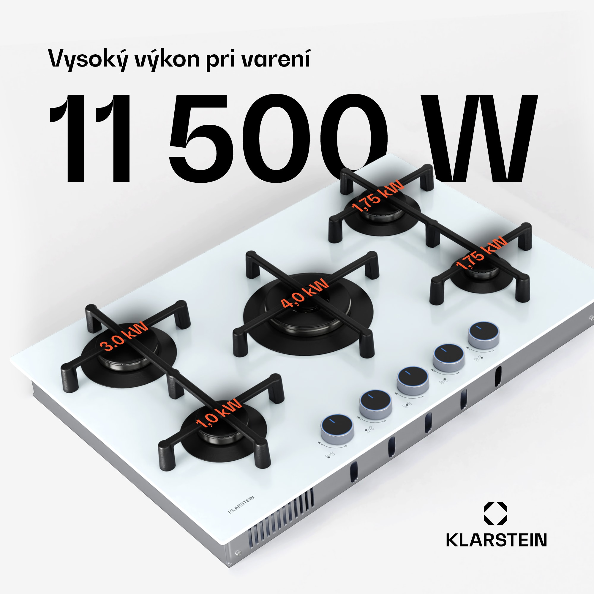 Klarstein Illuminosa 5 plynová varná doska 5 horákov Sabaf, sklokeramická – Obrázok 2