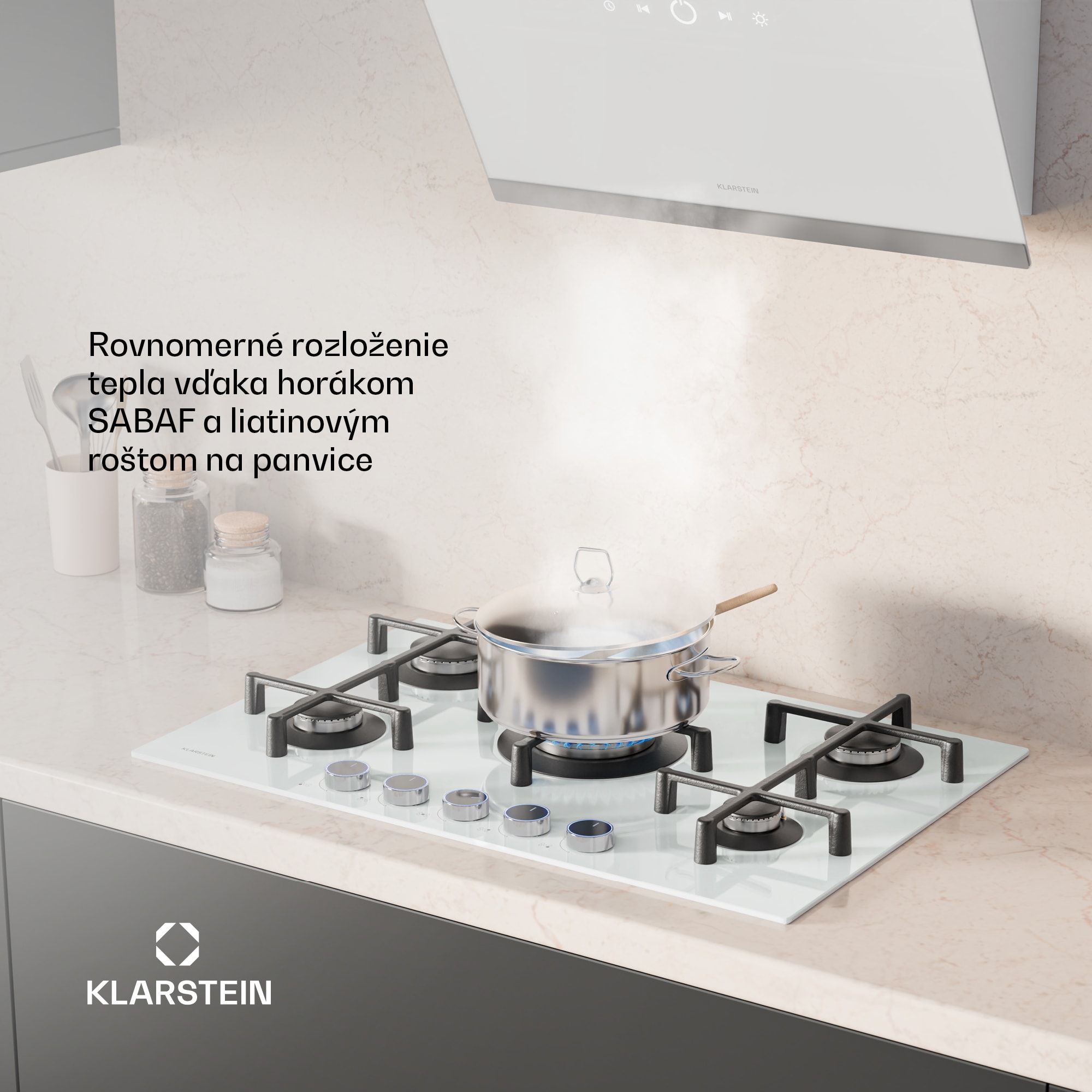 Klarstein Illuminosa 5 plynová varná doska 5 horákov Sabaf, sklokeramická – Obrázok 4