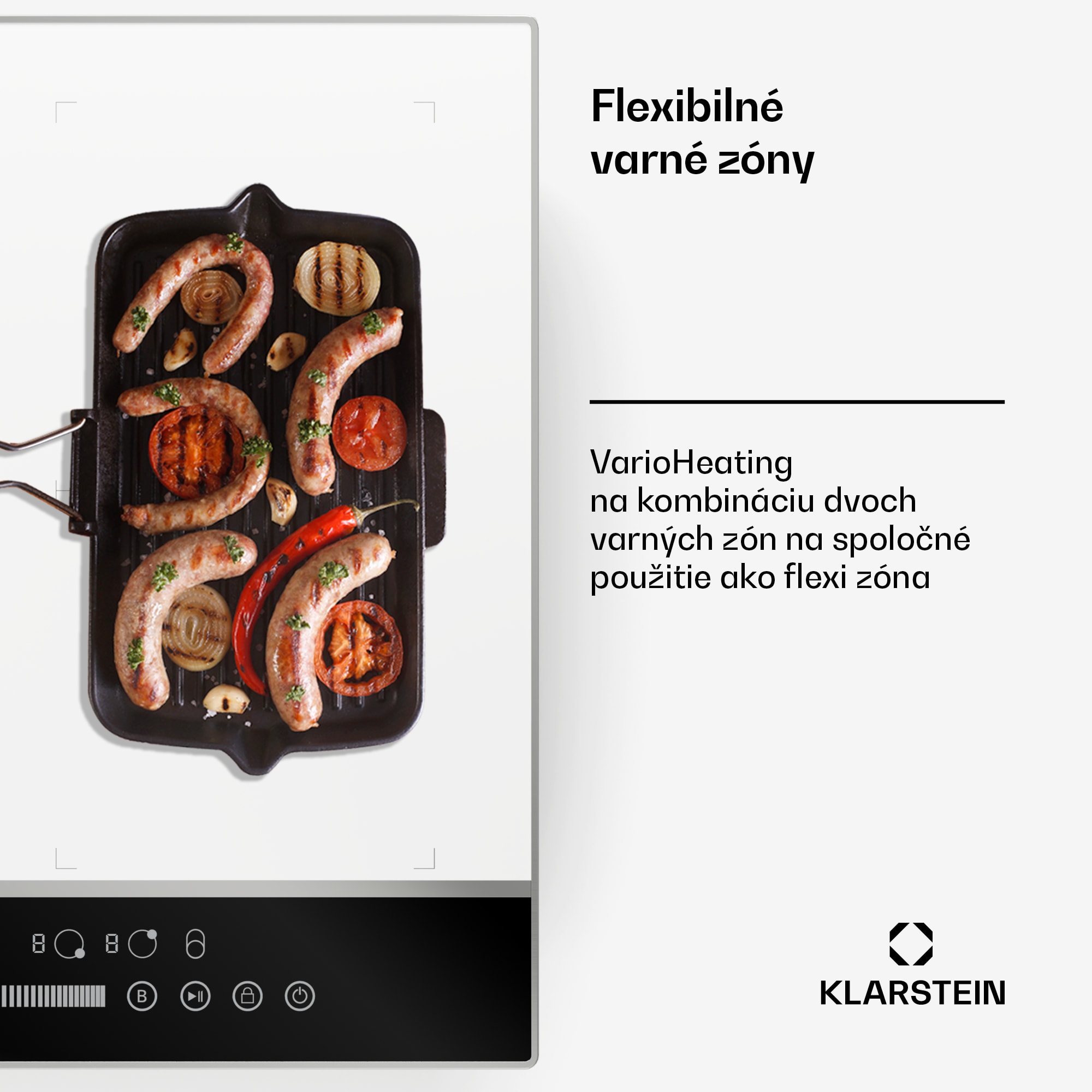 Klarstein DualTone Hybrid indukčná varná doska, Flex Zone, LED displej, Ovládanie posuvníkmi, 7200 W – Obrázok 4