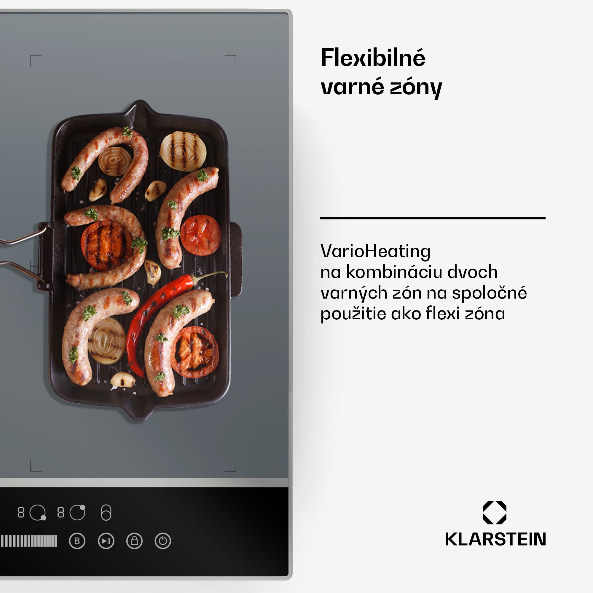 Klarstein DualTone Flex indukčná varná doska, Flex Zone, LED displej, Ovládanie posuvníkmi, 7200 W – Obrázok 4
