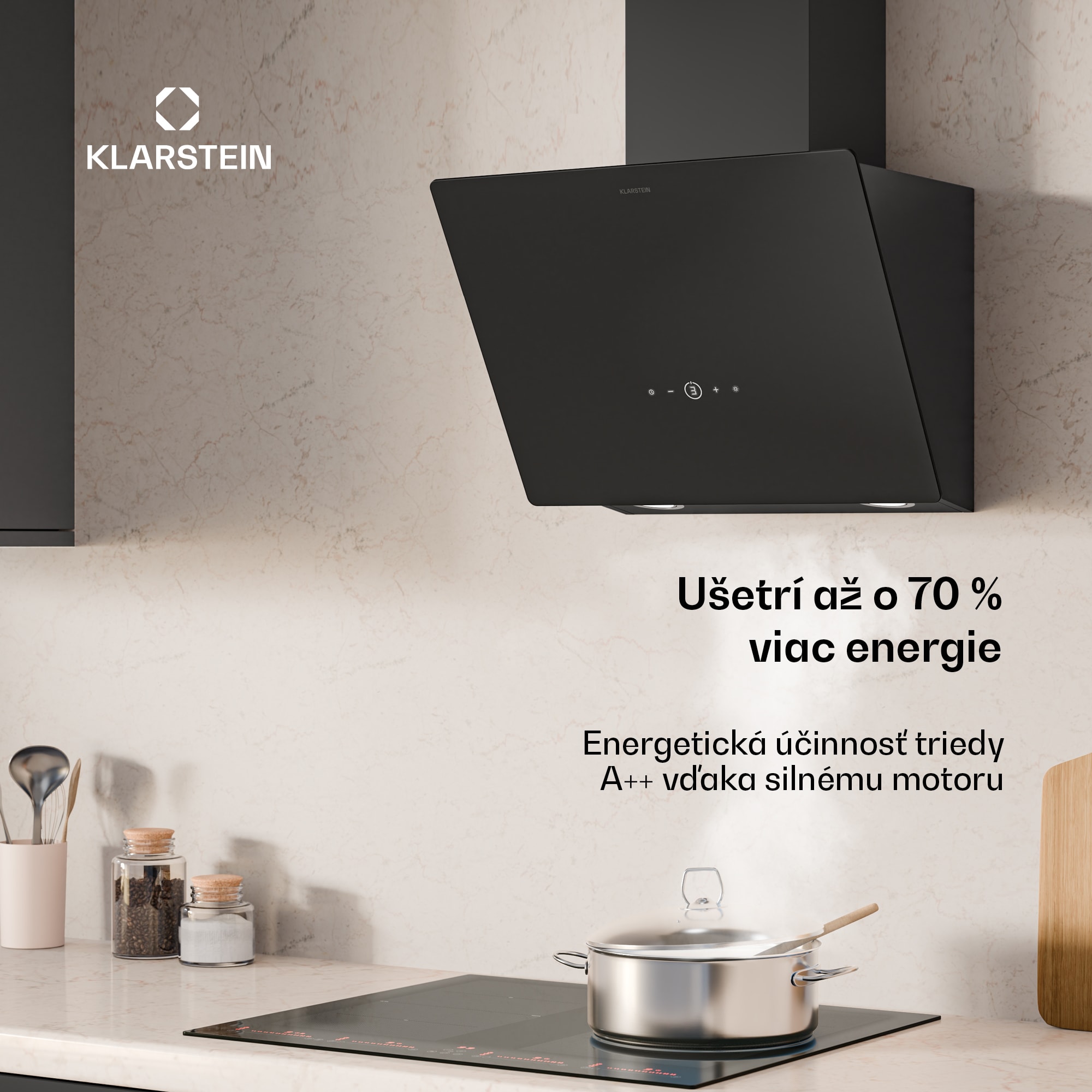 Klarstein MaxAir digestor, Kompaktný a výkonný, Energetická účinnosť A++, Duálne vetranie – Obrázok 3