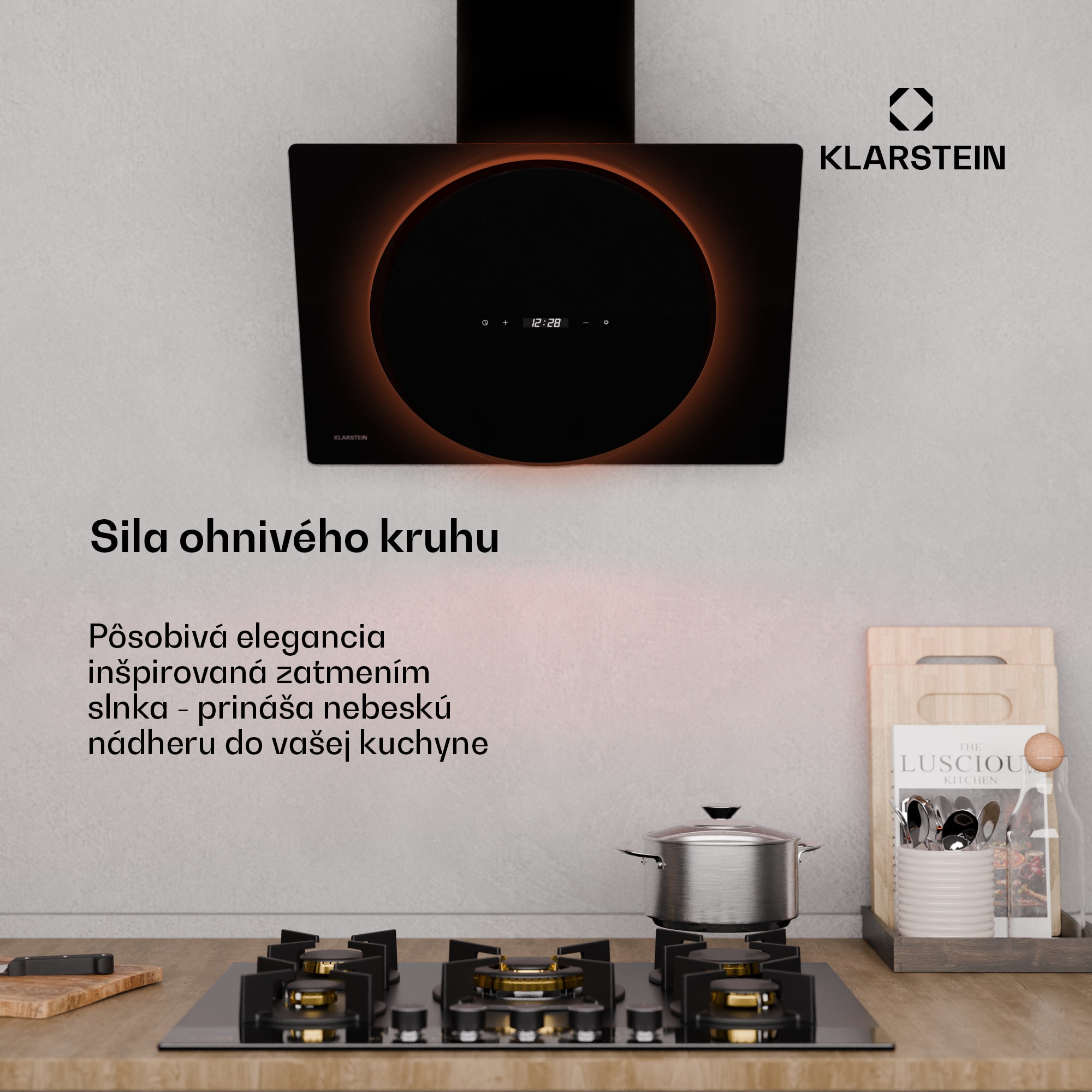 Klarstein Total Eclipse digestor | LED osvetlenie | dotykové ovládanie | 542 m³/h | odťah/recirkulácia – Obrázok 2