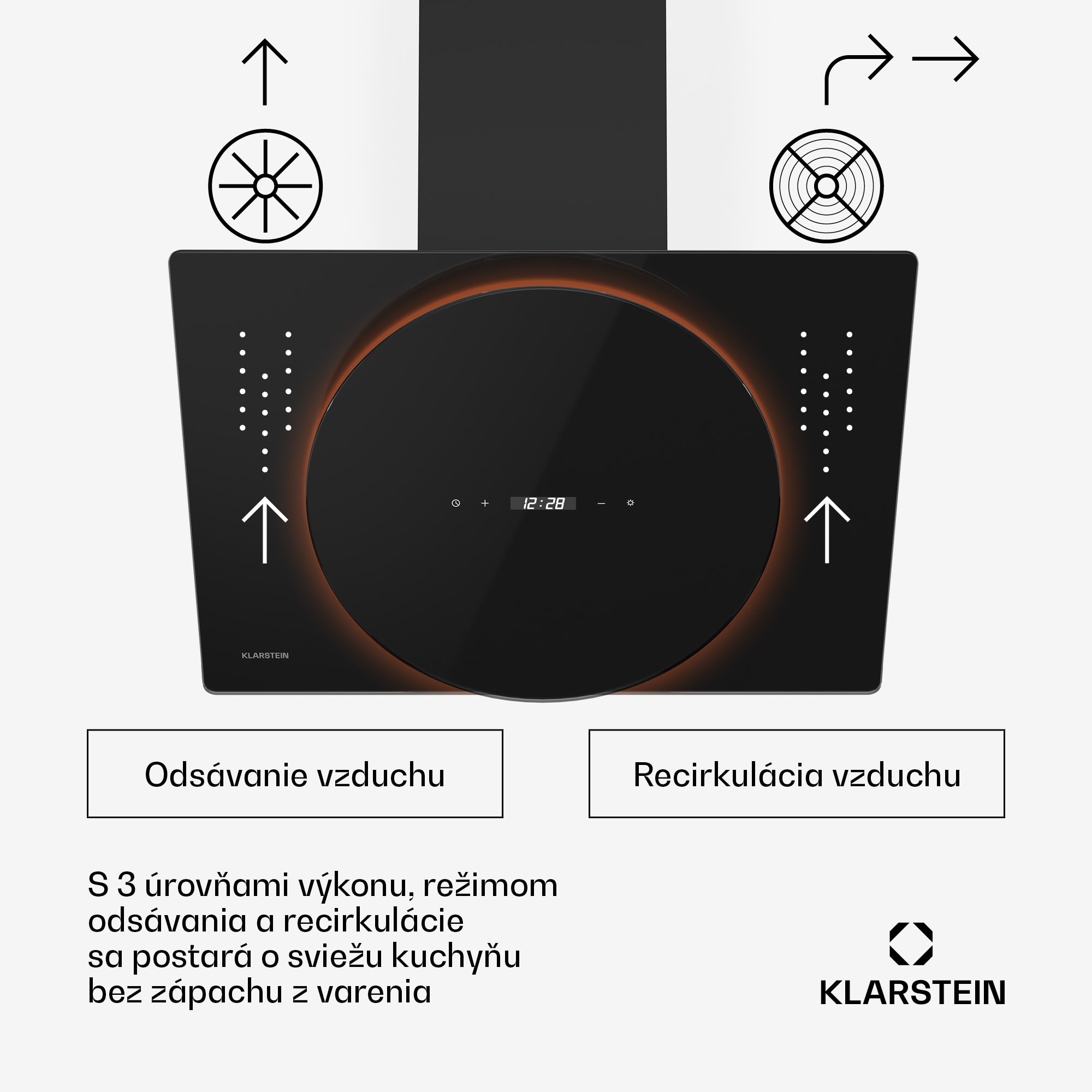 Klarstein Total Eclipse digestor | LED osvetlenie | dotykové ovládanie | 542 m³/h | odťah/recirkulácia – Obrázok 3