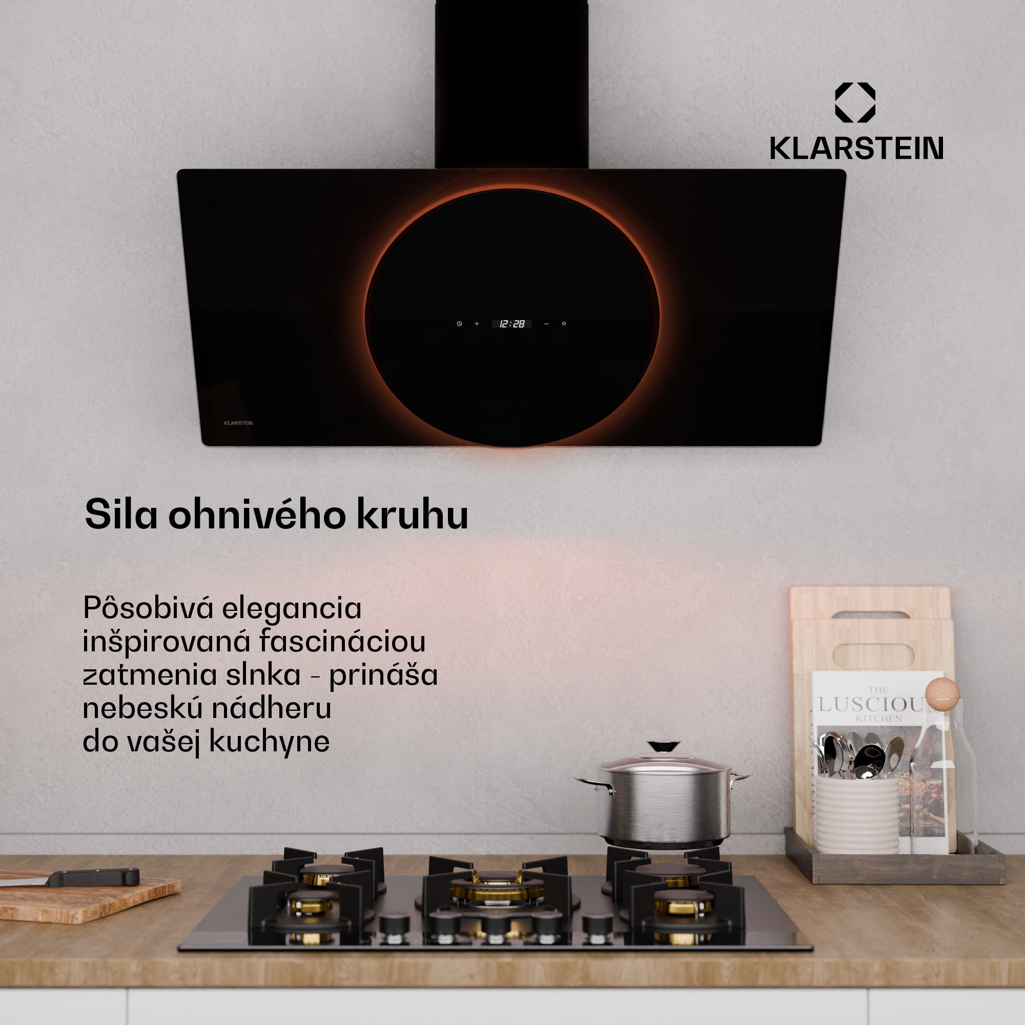 Klarstein Total Eclipse digestor | LED osvetlenie | dotykové ovládanie | 542 m³/h | odťah/recirkulácia – Obrázok 2