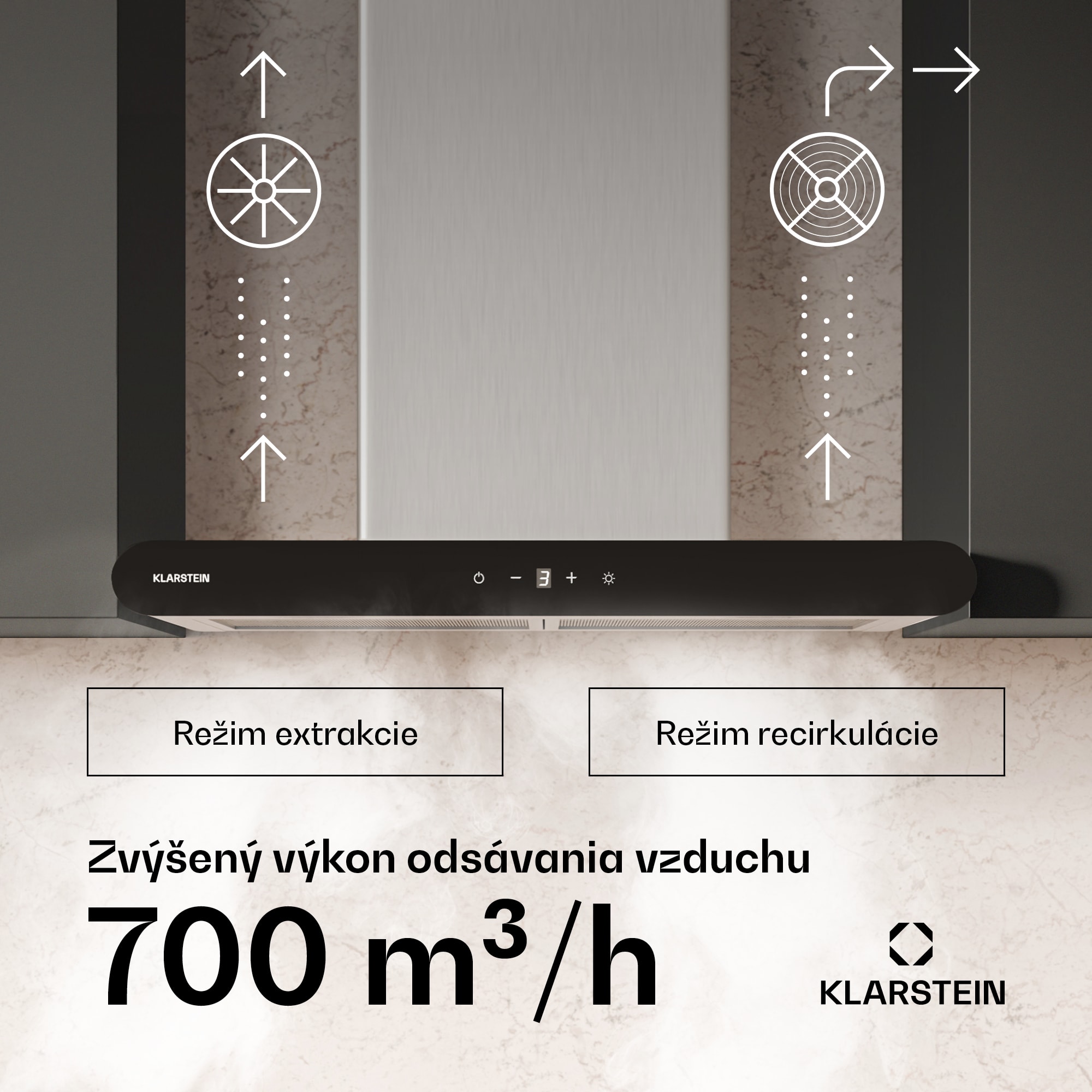 Klarstein CurveVent odsávač pár | 682 m³/h | dotykový | LED | 110 W | EEK A++ – Obrázok 2