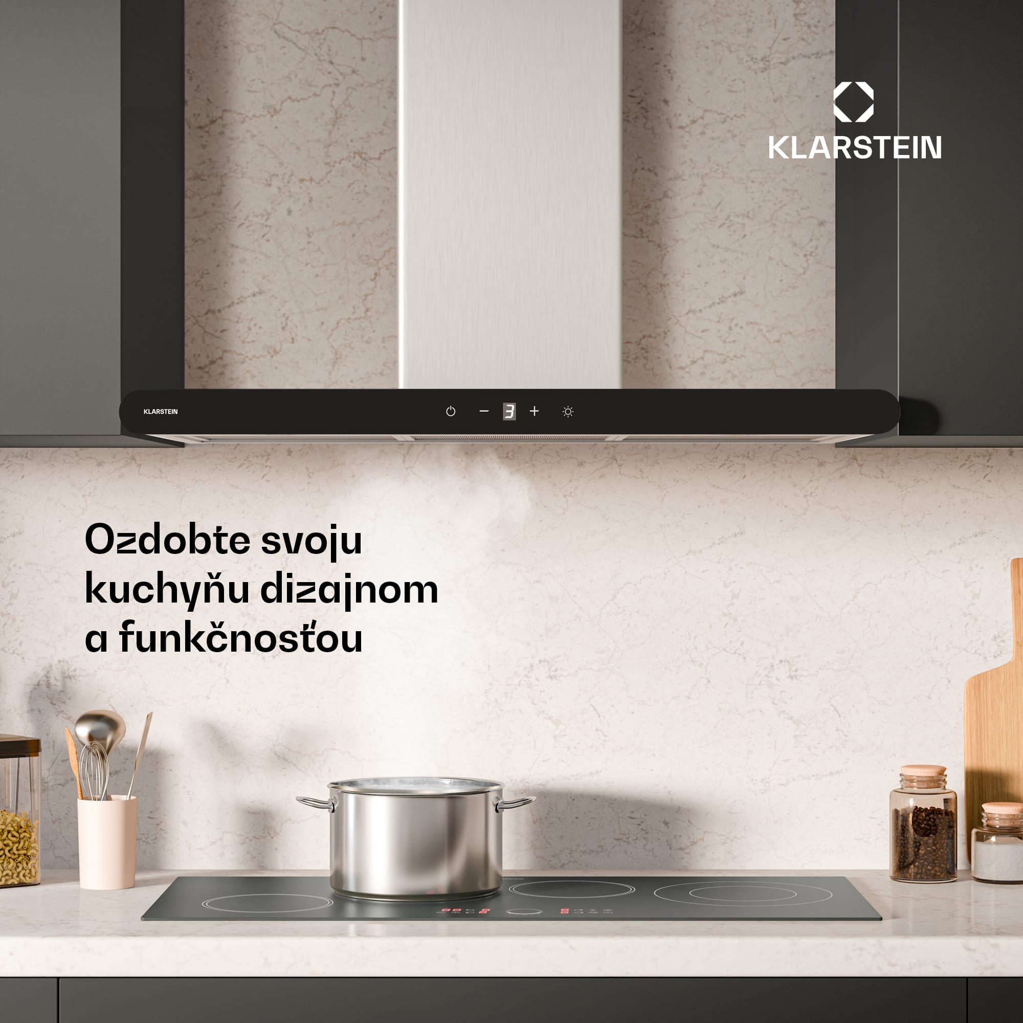 Klarstein CurveVent digestor, 676 m³/h, Dotykový, LED, 110 W, EEK A+ – Obrázok 2