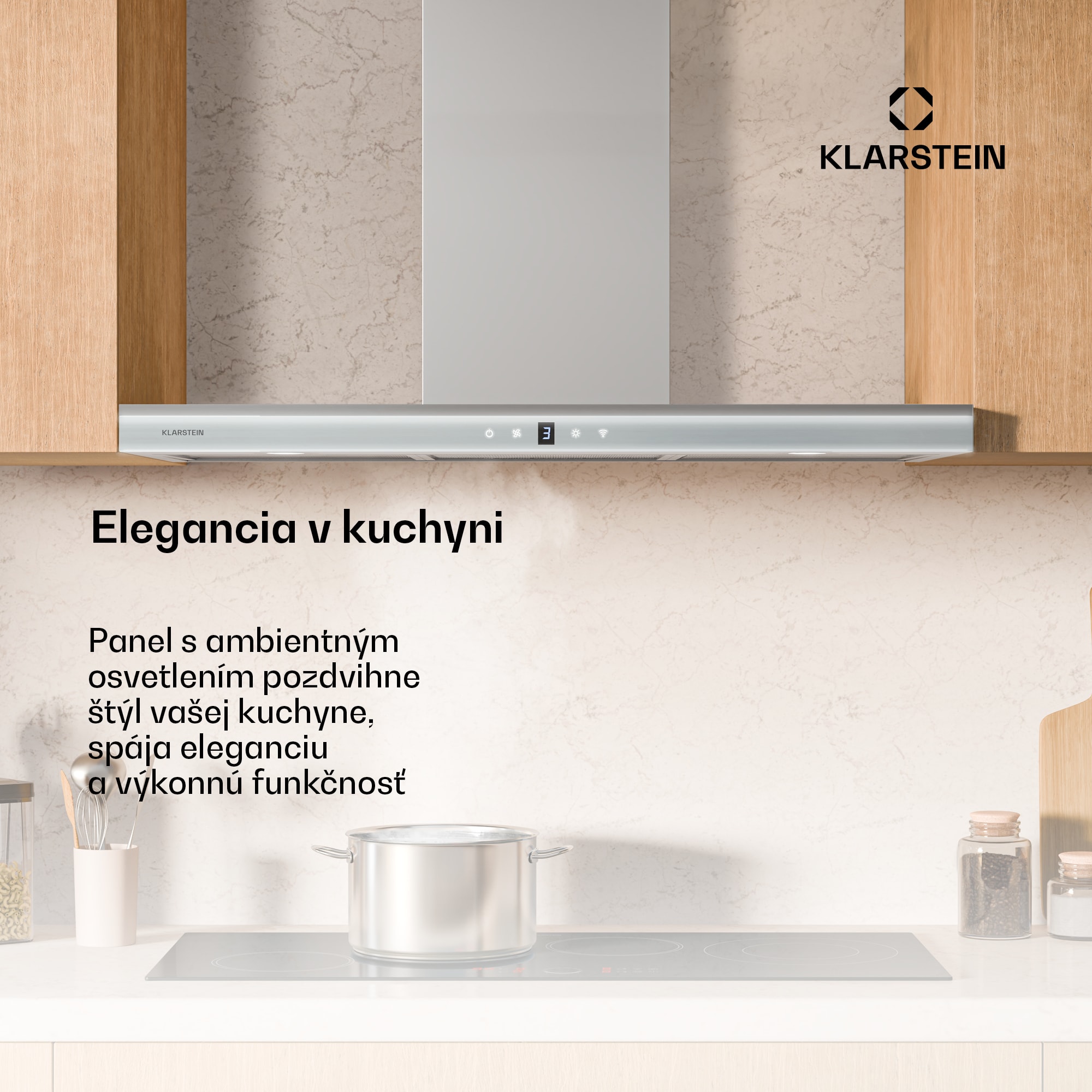 Klarstein Auriana digestor, Ambient Light, 697 m³/h, WiFi, Touch, LED – Obrázok 2