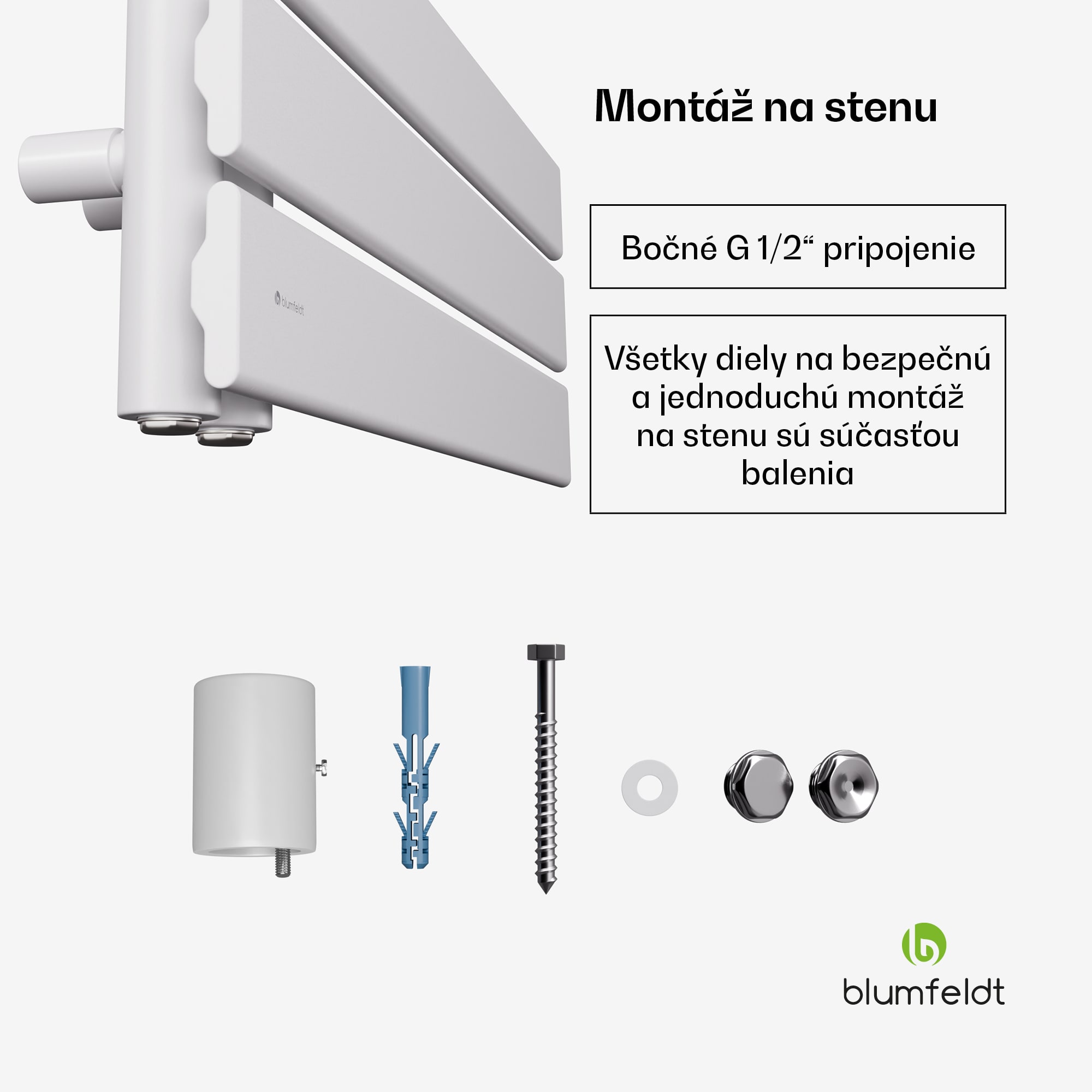 Blumfeldt Fairmont radiátor | 60 x 160 cm | nástenná montáž | moderný dizajn | prevádzka na teplú vodu – Obrázok 5