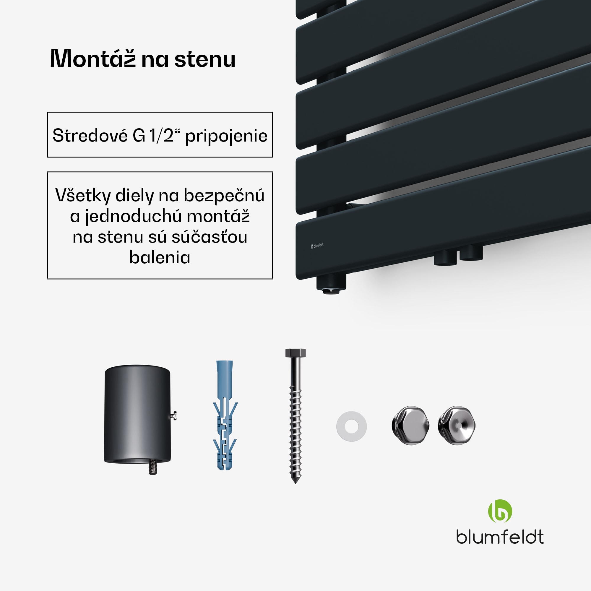 Blumfeldt Fairmont radiátor | 60 x 180 cm | nástenná montáž | moderný dizajn | prevádzka na teplú vodu – Obrázok 5