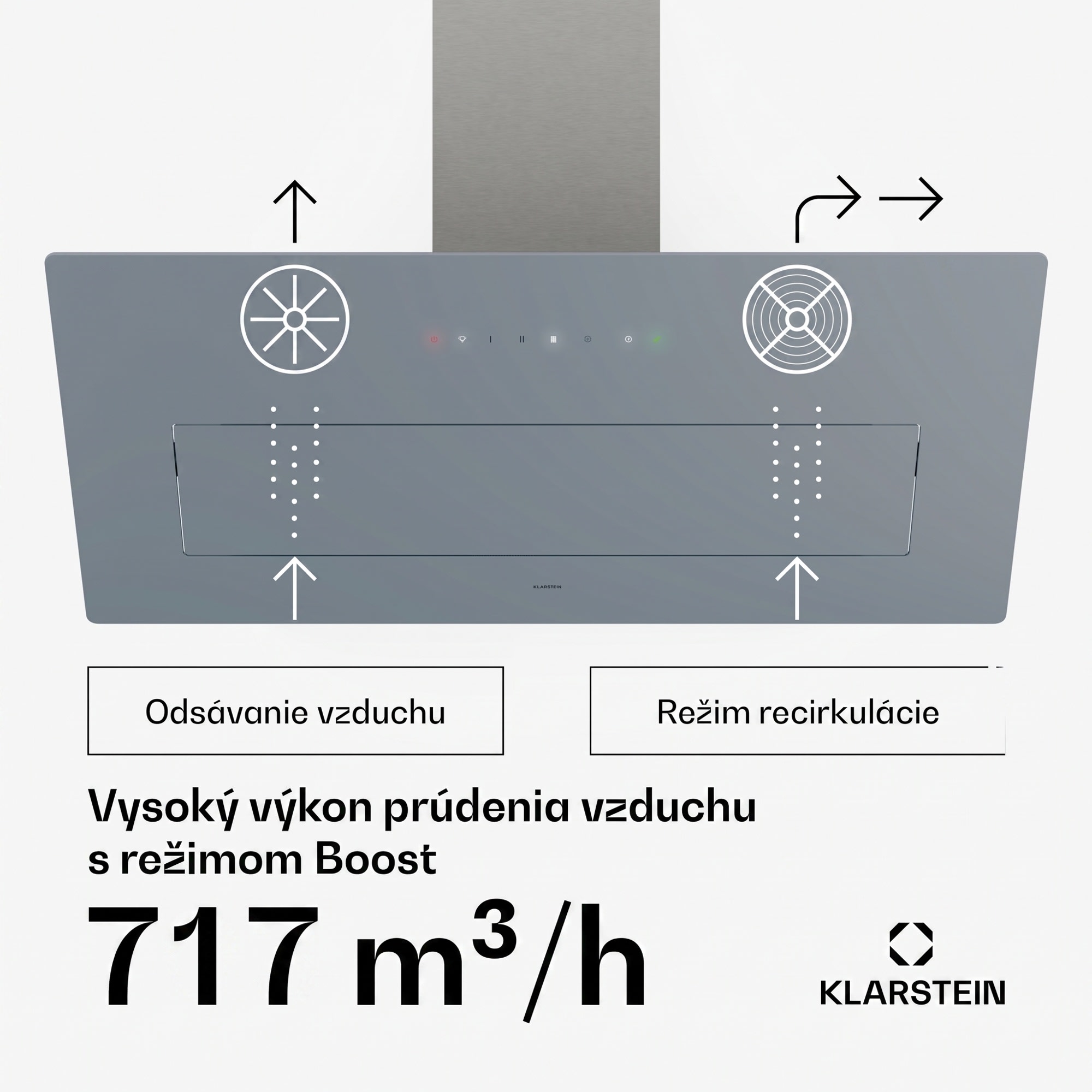 Klarstein SleekAir odsávač pár, A+++, 717 m³/h, dotykový, 90 cm – Obrázok 4