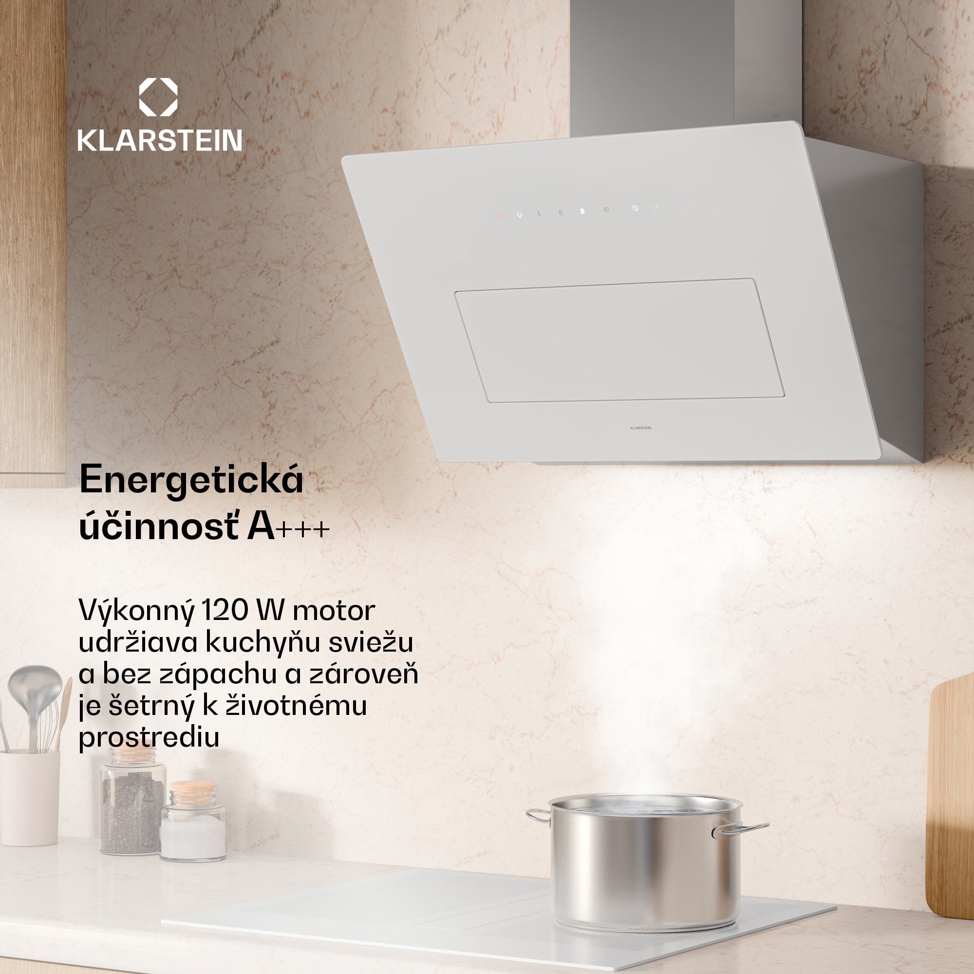 Klarstein SleekAir digestor | A+++ | 717 m³/h | dotykový ovládací panel | LED | 60 cm – Obrázok 2