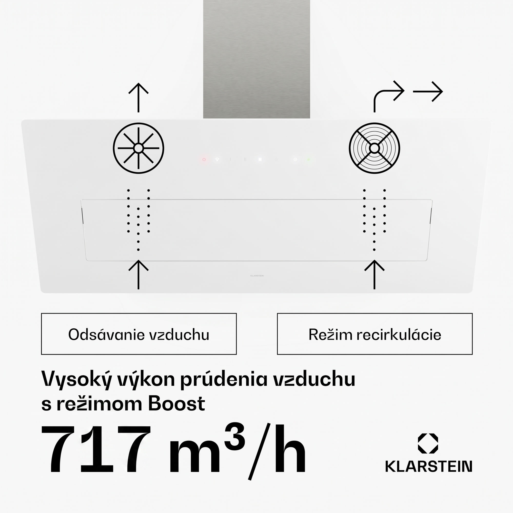 Klarstein SleekAir digestor | A+++ | 717 m³/h | dotykový ovládací panel | LED | 90 cm – Obrázok 4