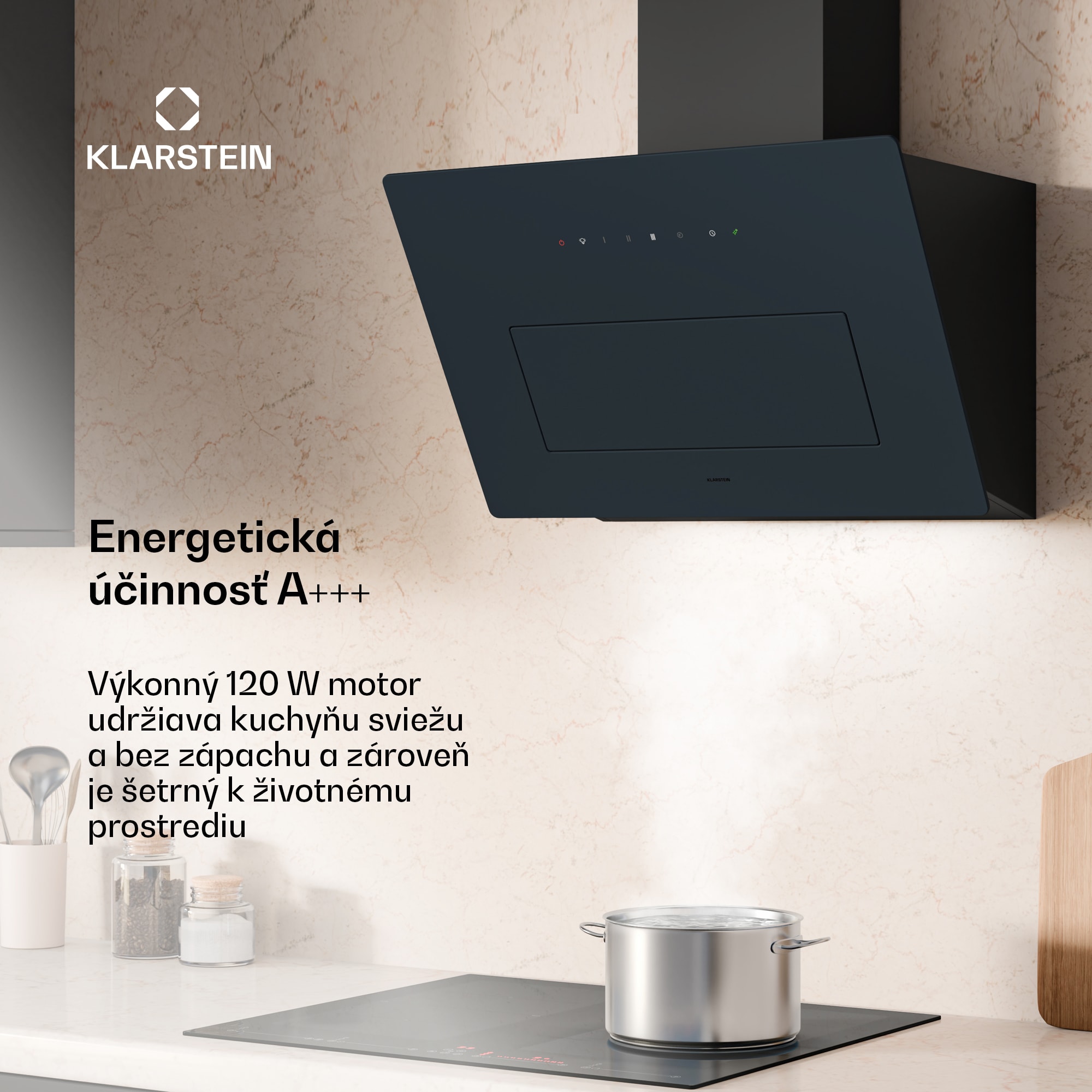 Klarstein SleekAir digestor | A+++ | 717 m³/h | dotykový ovládací panel | LED | 60 cm – Obrázok 2