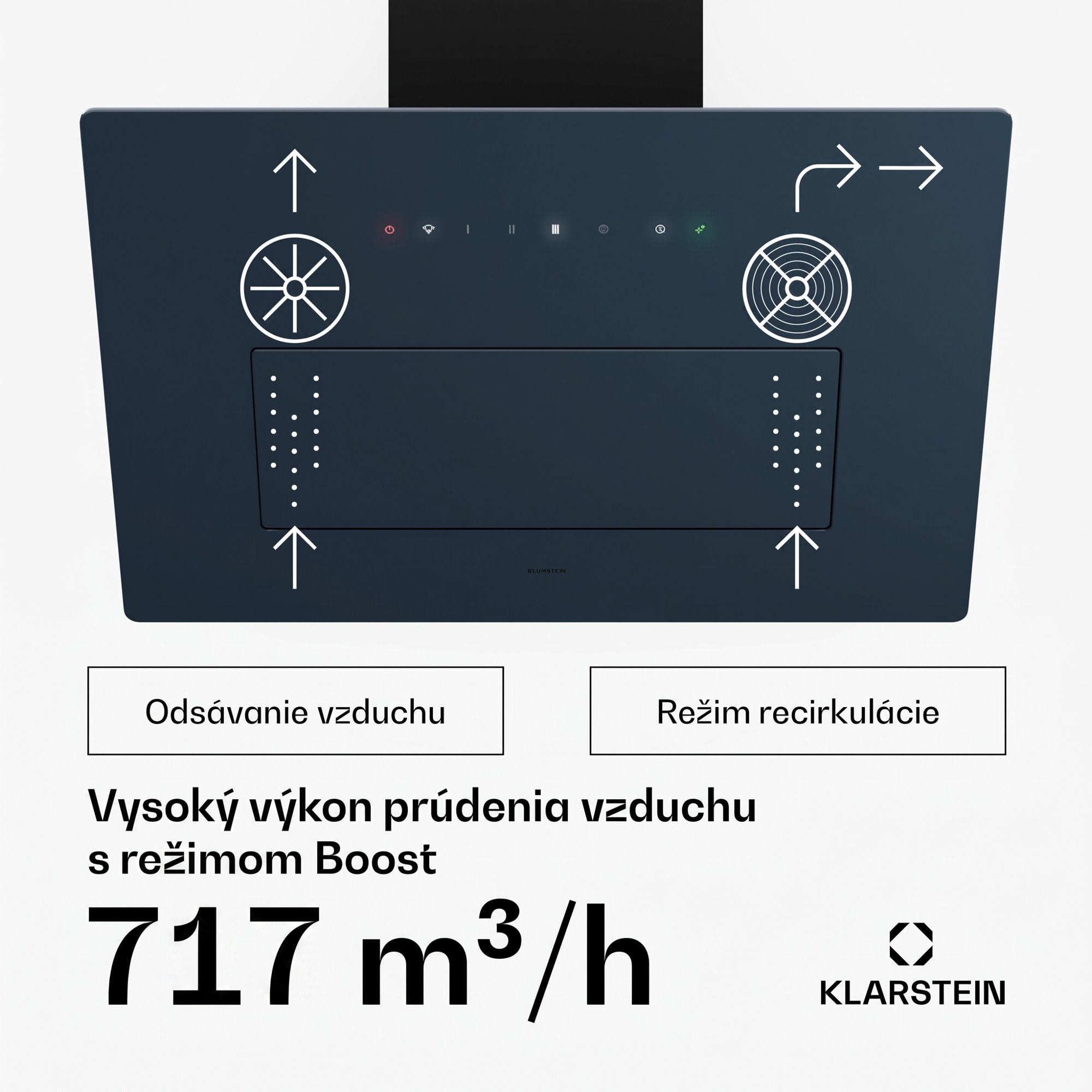 Klarstein SleekAir digestor | A+++ | 717 m³/h | dotykový ovládací panel | LED | 60 cm – Obrázok 4