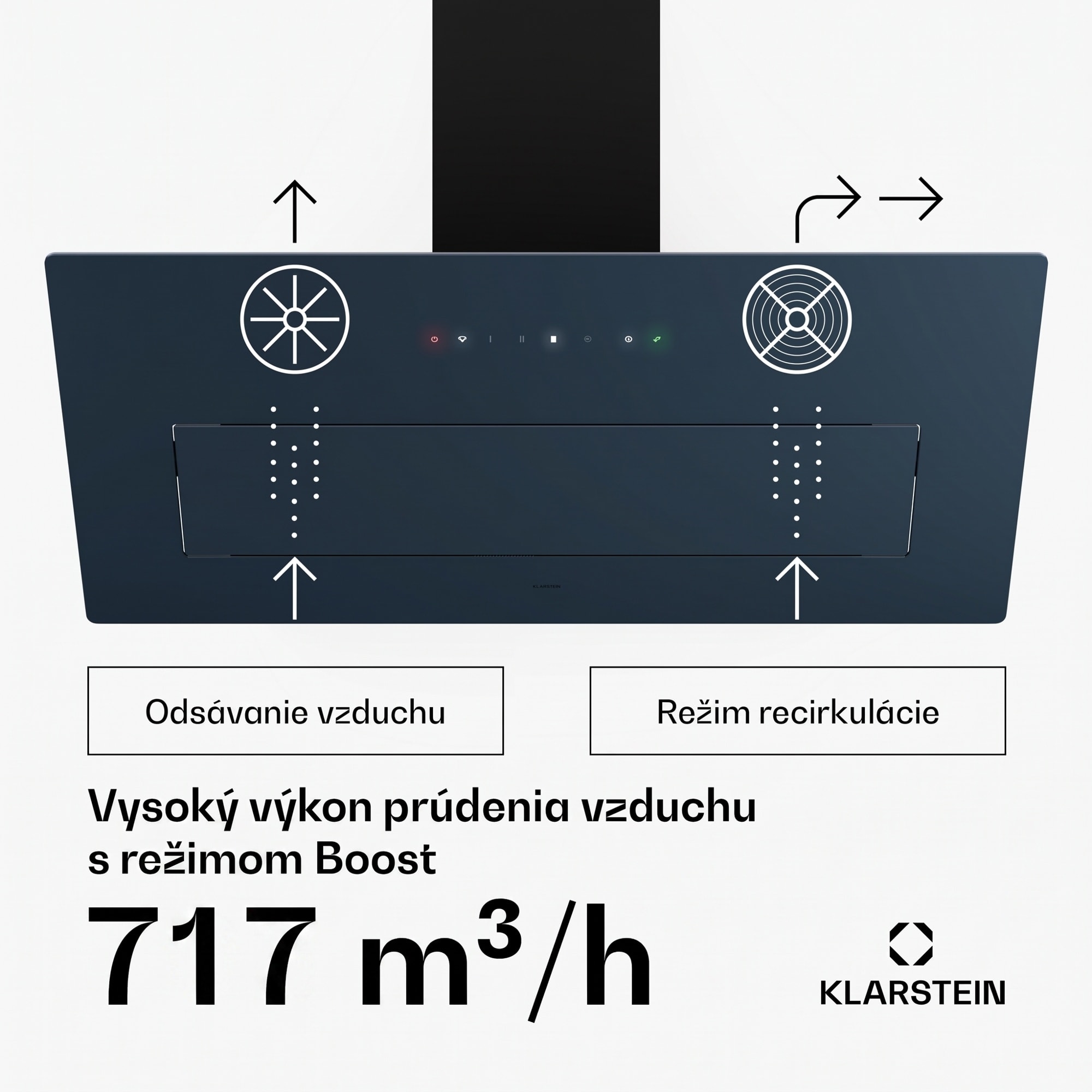 Klarstein SleekAir odsávač pár, A+++, 717 m³/h, dotykový, 90 cm – Obrázok 4