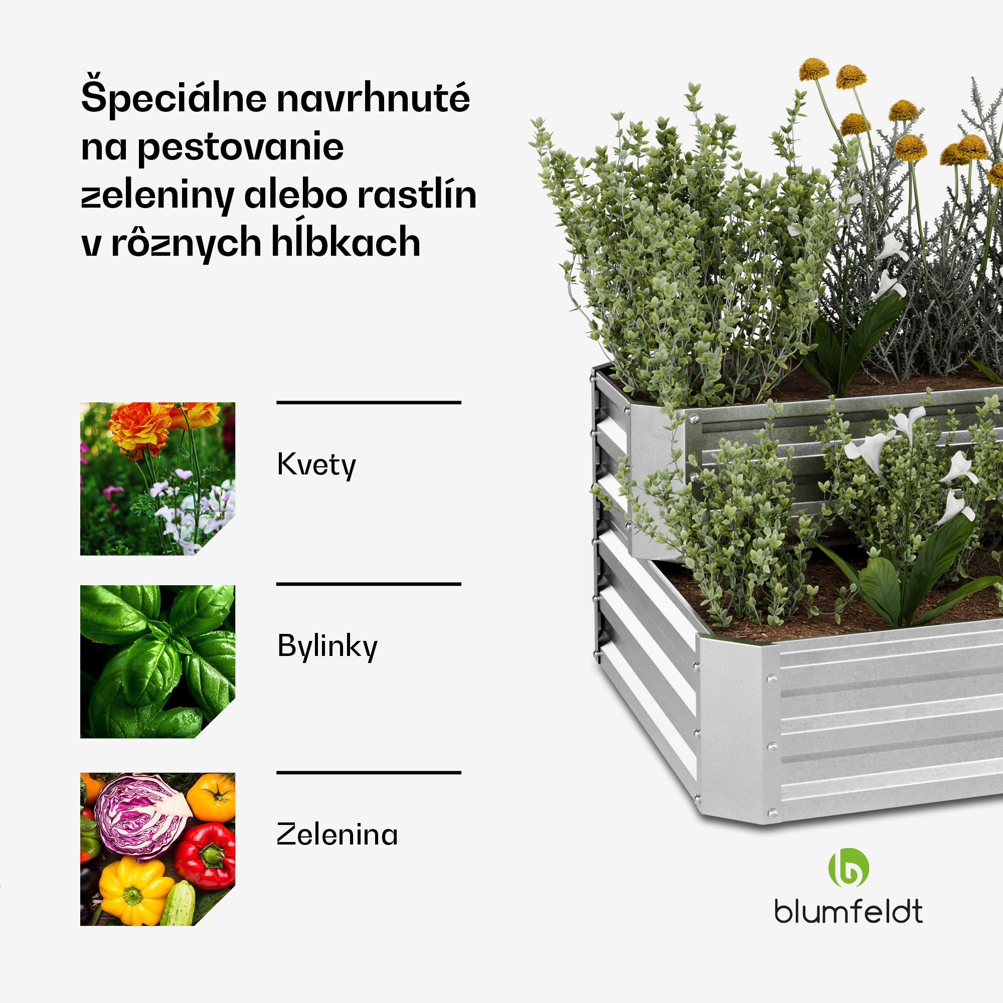 Blumfeldt High Grow vyvýšený záhon, 2 úrovne, odolný voči poveternostným vplyvom, odolný voči korózii, robustný, 405 L – Obrázok 4