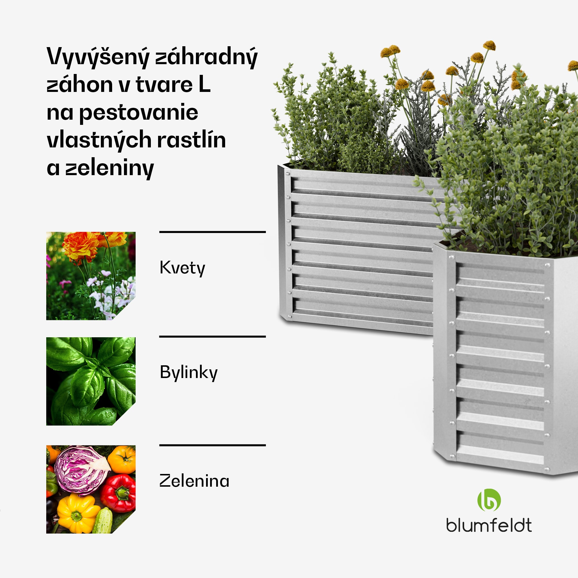 Blumfeldt High Grow vyvýšený záhon | L-tvar | odolný voči poveternostným vplyvom | nerezový | robustný | 742 L – Obrázok 4