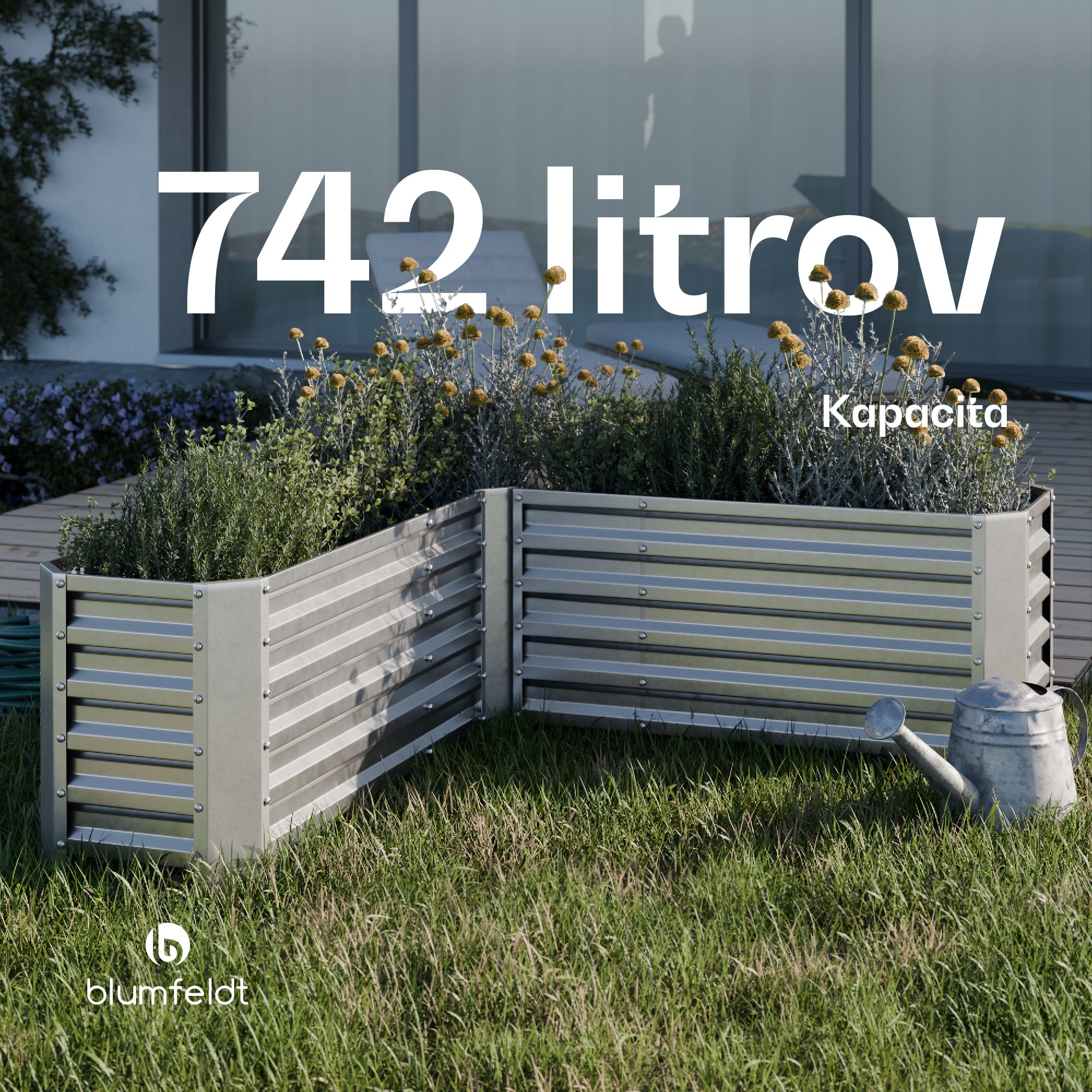 Blumfeldt High Grow vyvýšený záhon | L-tvar | odolný voči poveternostným vplyvom | nerezový | robustný | 742 L – Obrázok 5