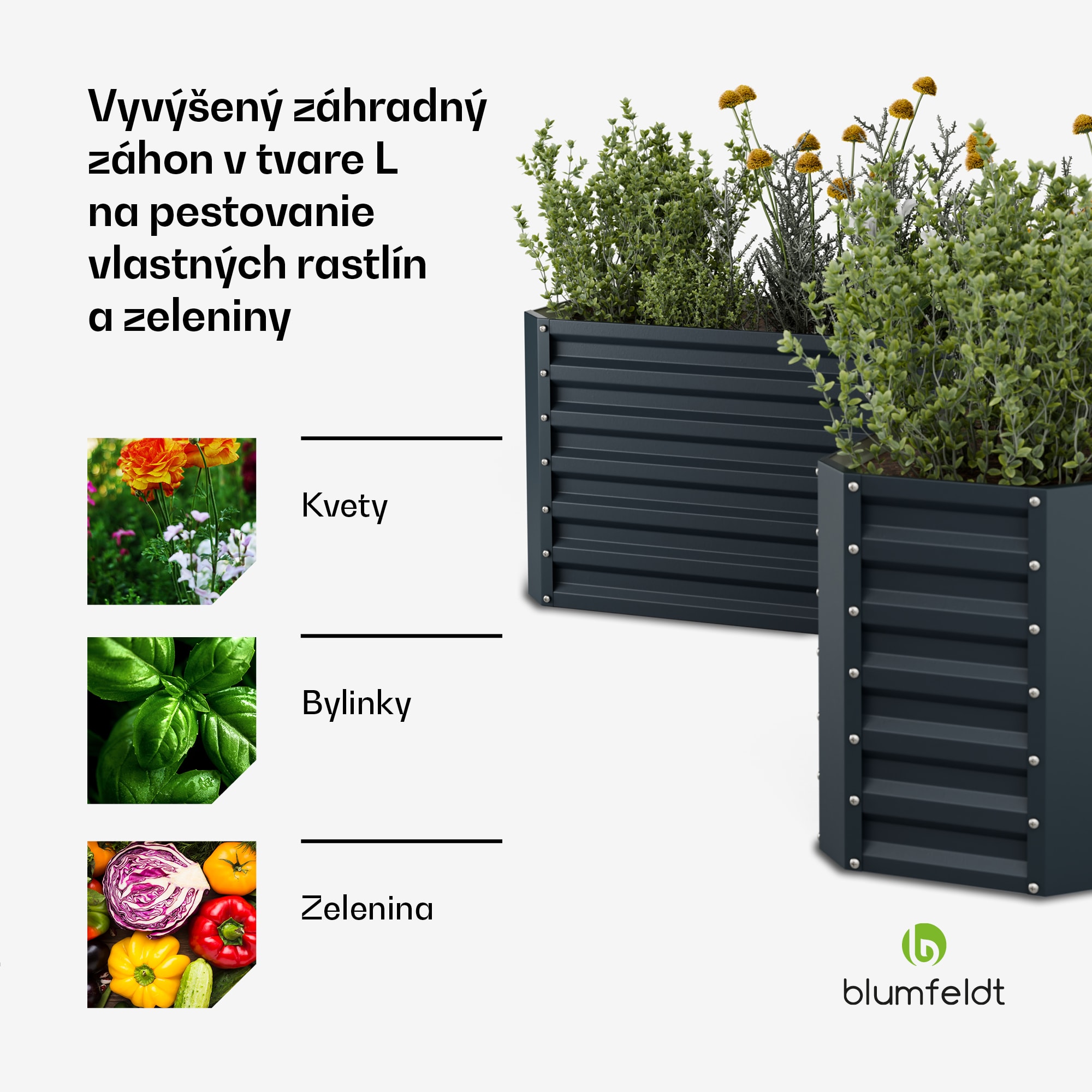 Blumfeldt High Grow vyvýšený záhon | L-tvar | odolný voči poveternostným vplyvom | nerezový | robustný | 742 L – Obrázok 4