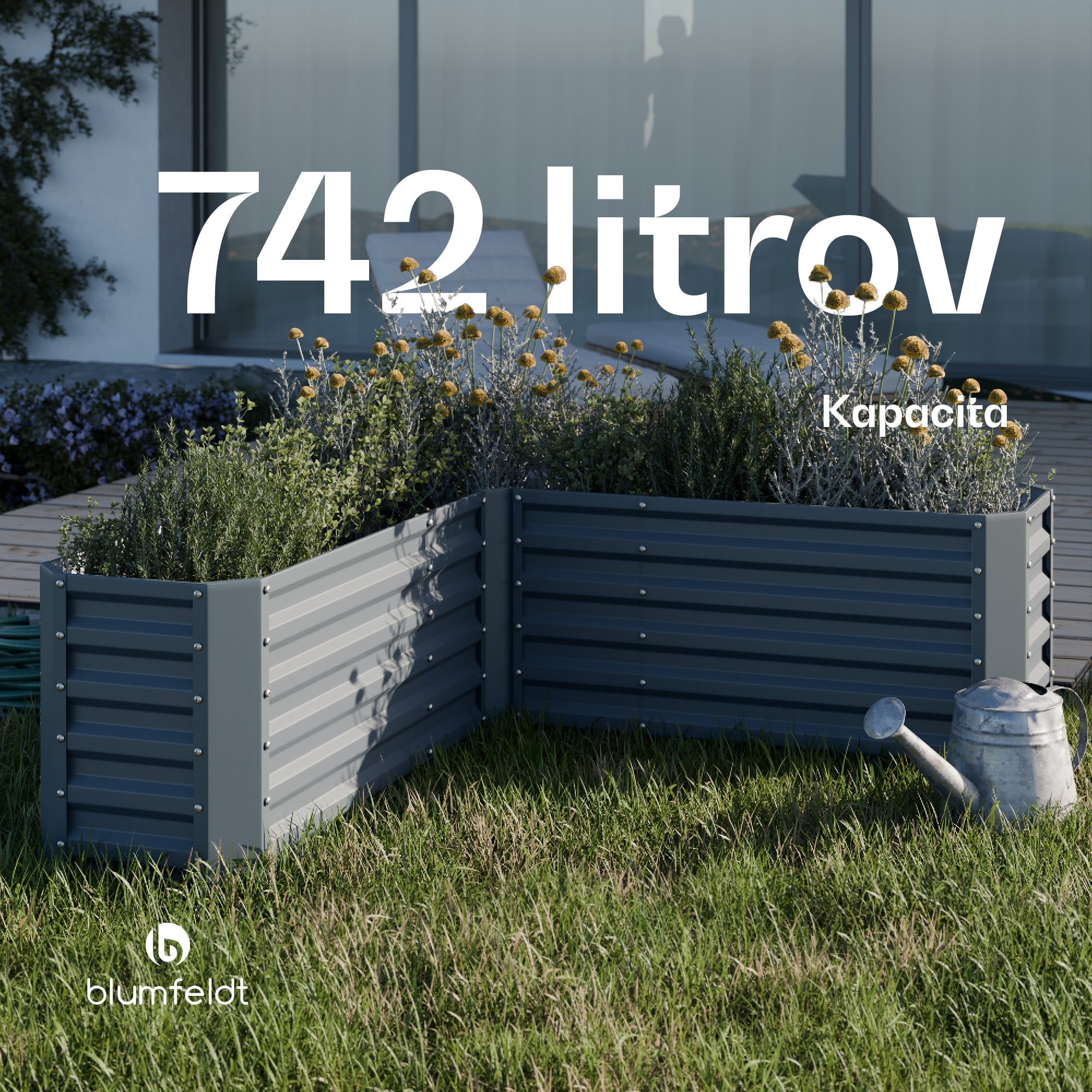 Blumfeldt High Grow vyvýšený záhon | L-tvar | odolný voči poveternostným vplyvom | nerezový | robustný | 742 L – Obrázok 5